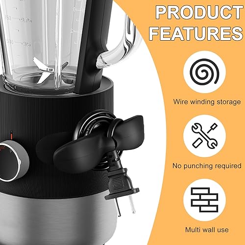 Miniatura 3 de Organizador de cables para electrodomésticos, 4 organizadores de cables para aparatos de cocina, soporte de cable para electrodomésticos, adhesivo