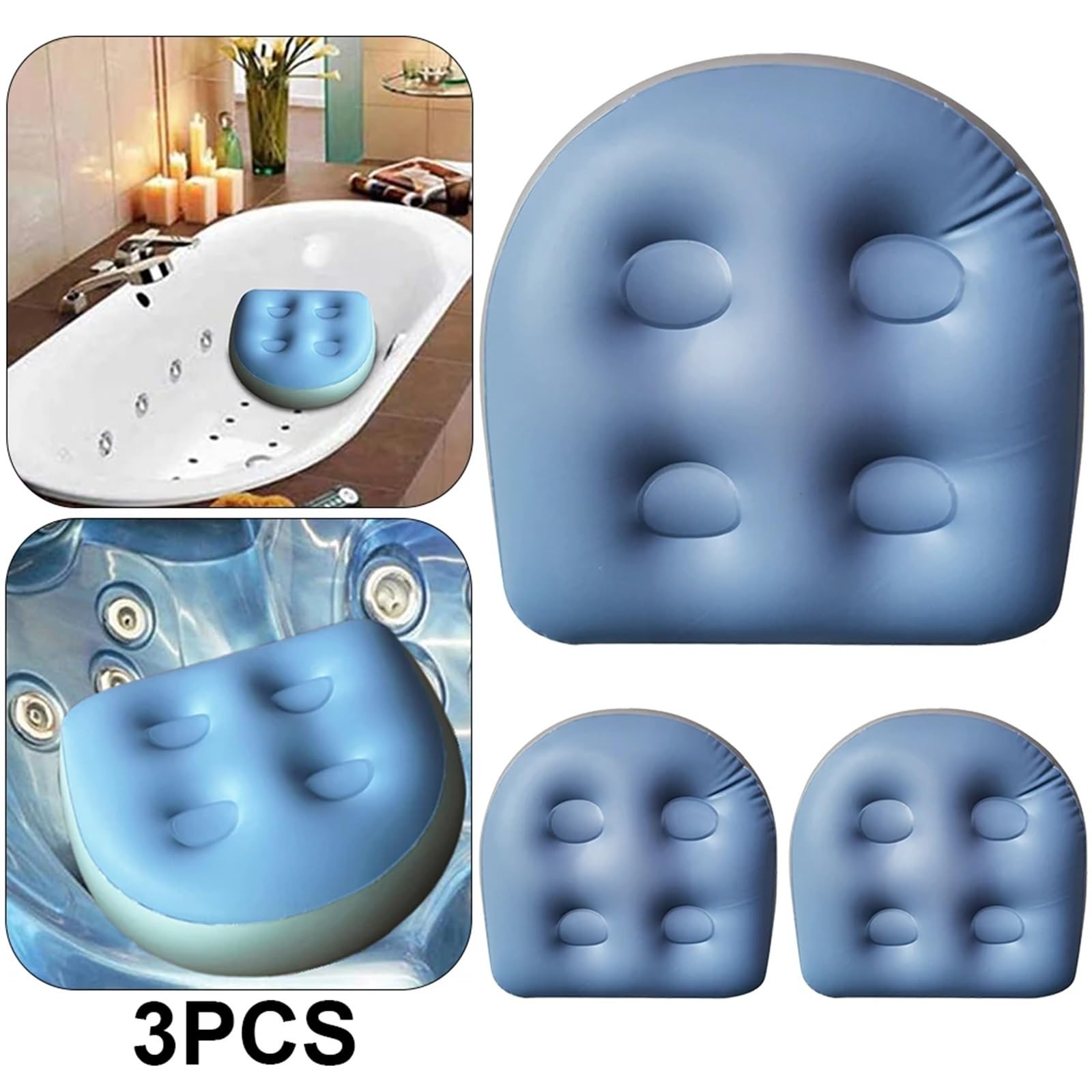 Asiento Elevador banera 1-4 Cojines inflables for bañera de hidromasaje, antihemorroides, Color Azul
