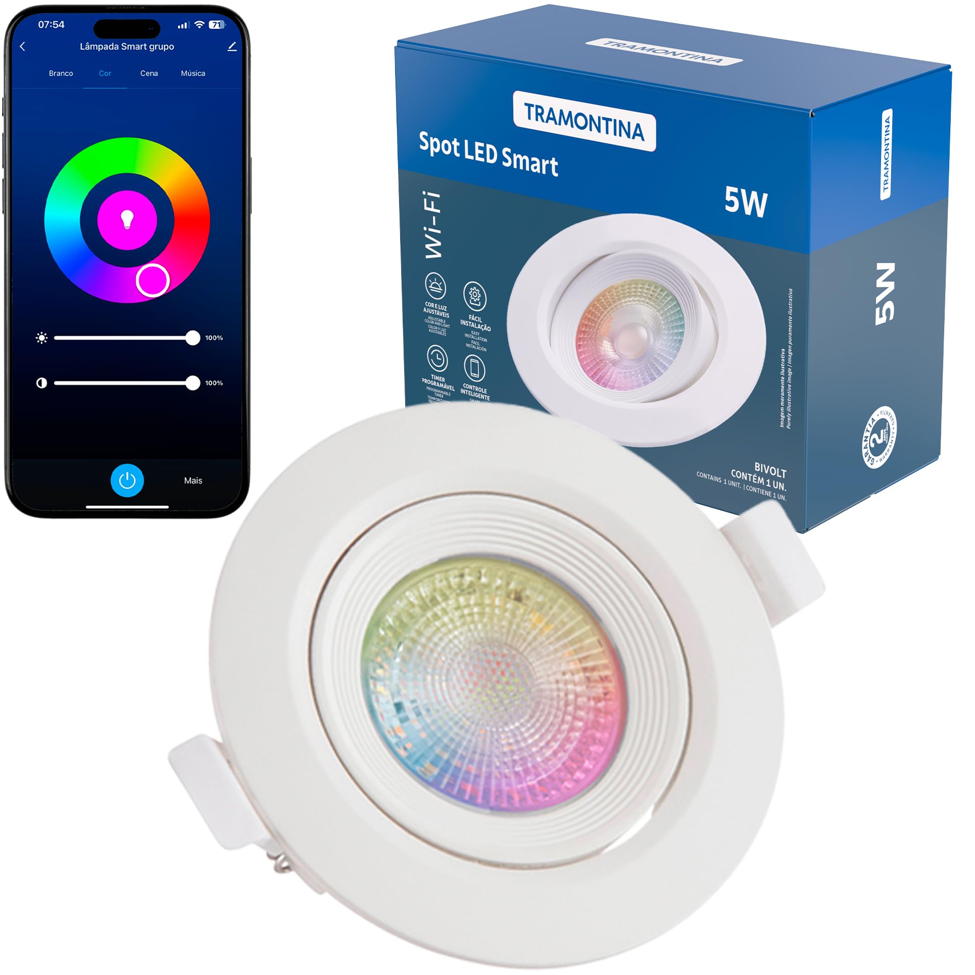 Tramontina Spot Smart​ LED Redondo de Embutir 5W Inteligente