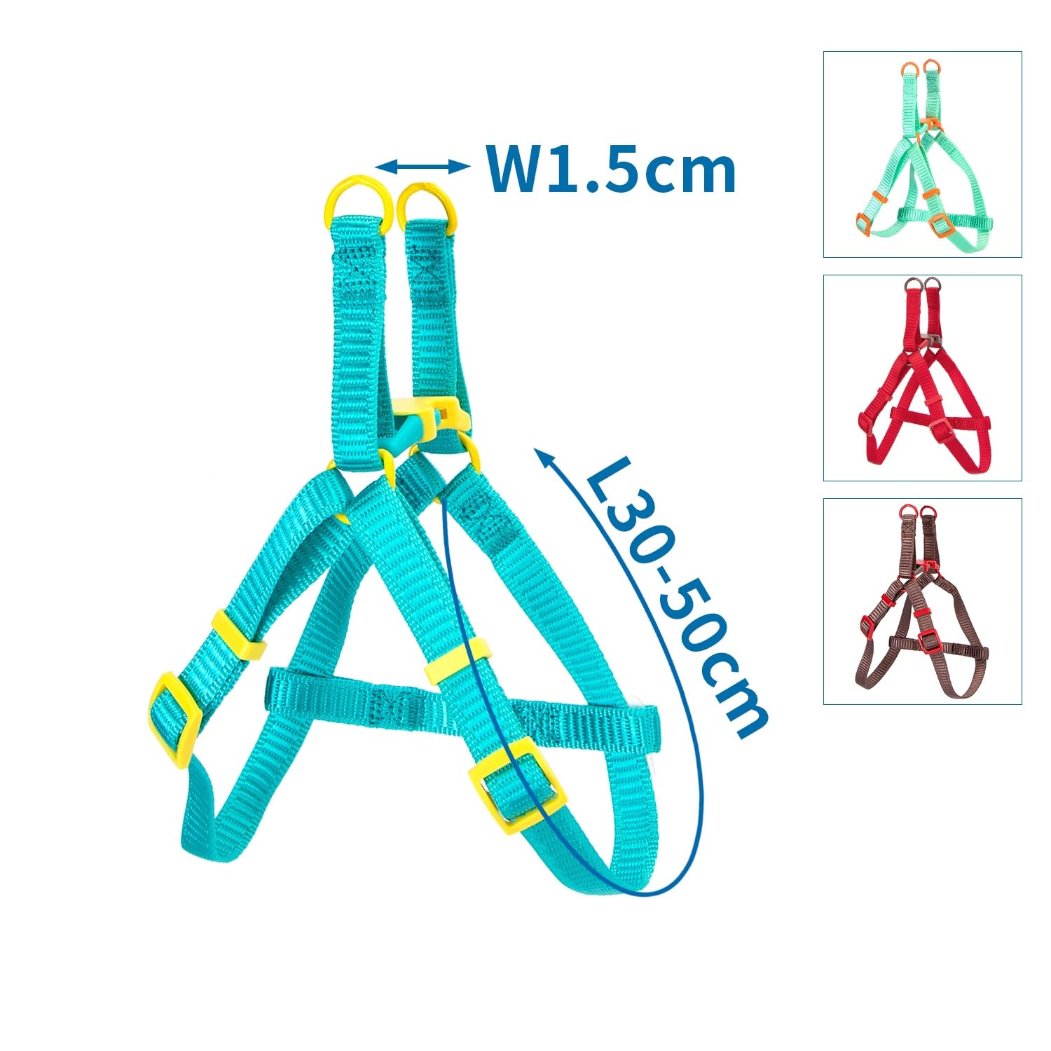 Patapalooza Multi-coloured Nylon Harness, Pack of 4, Resistant and Adjustable, Ideal for Training and Pet Walks - Image 4