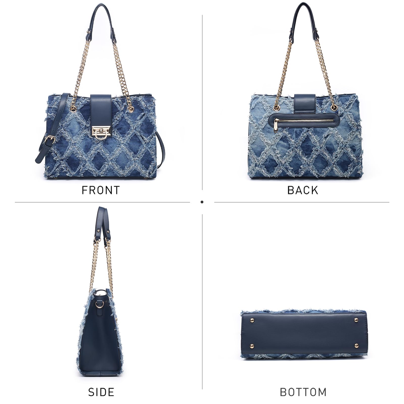 Dasein Borsa a mano in pelle da donna, borsa a tracolla con manico superiore, borsa a tracolla con pochette abbinata