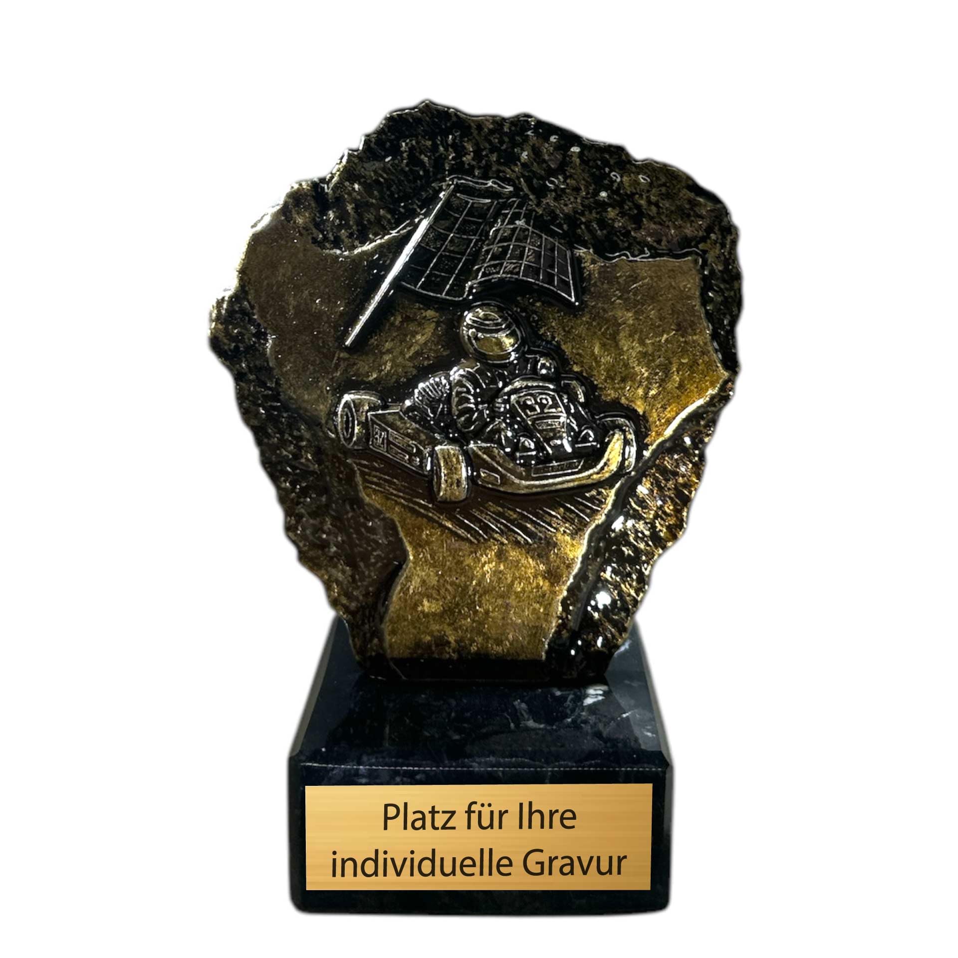 Coupe en métal pour karting - Trophée de karting avec gravure - 4 couleurs - Sur socle en marbre - Idéal pour toute remise de victoire sur la piste de karting - 14 cm