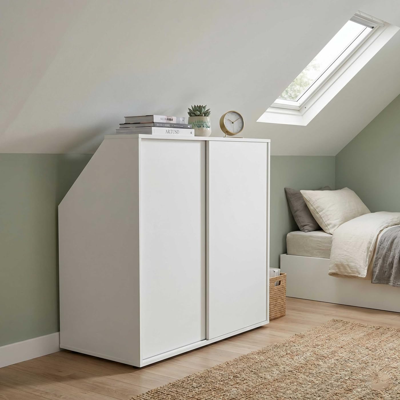 VDD – Schrägwandschrank – Kleiderschrank – weiß – mit Schiebetüren