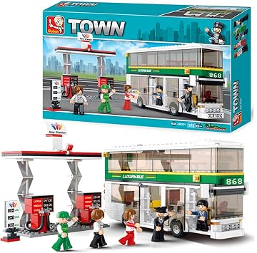 Sluban SlubanM38-B0331 Double-Decker Bus Building Bricks Set, Wei
