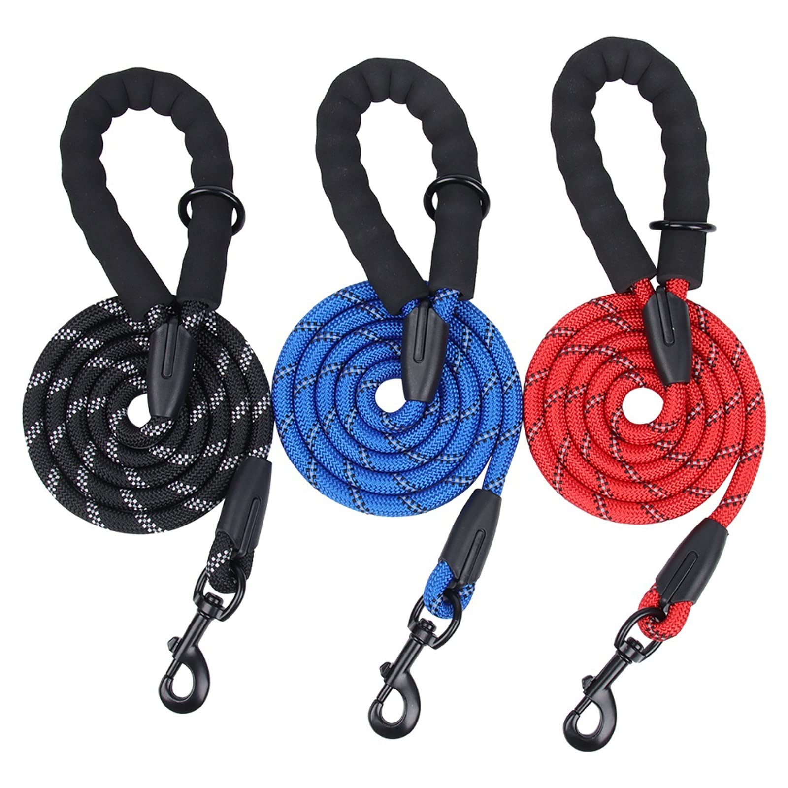 XIANGFAGS Correa Perro Correa for Mascotas Reflectante Fuerte de 1,5 M de Largo con cómodo Mango Acolchado dispensador de Bolsas de Basura Correas duraderas de Entrenamiento Resistente