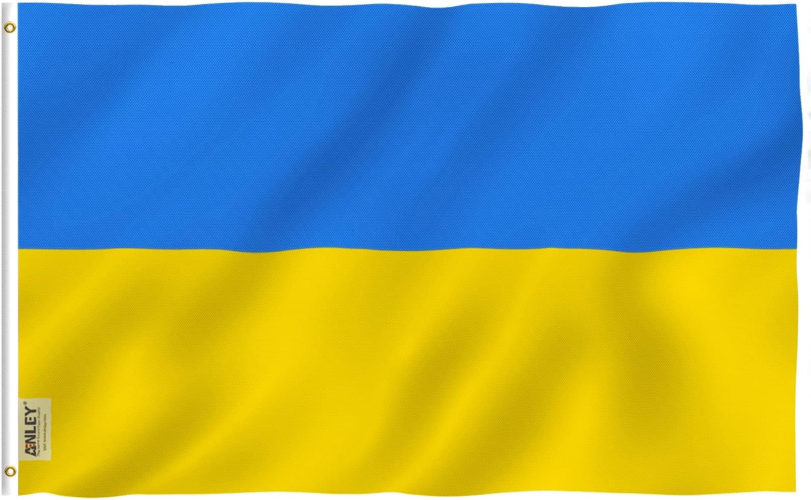 ANLEY Fly Breeze 3x5 Foot Ukraine Flag - Vivid Color and UV Fade Resistant - Canvas Header and Double Stitched - Ukrainian National Flags Polyester with Brass Grommets 3 X 5 Ft