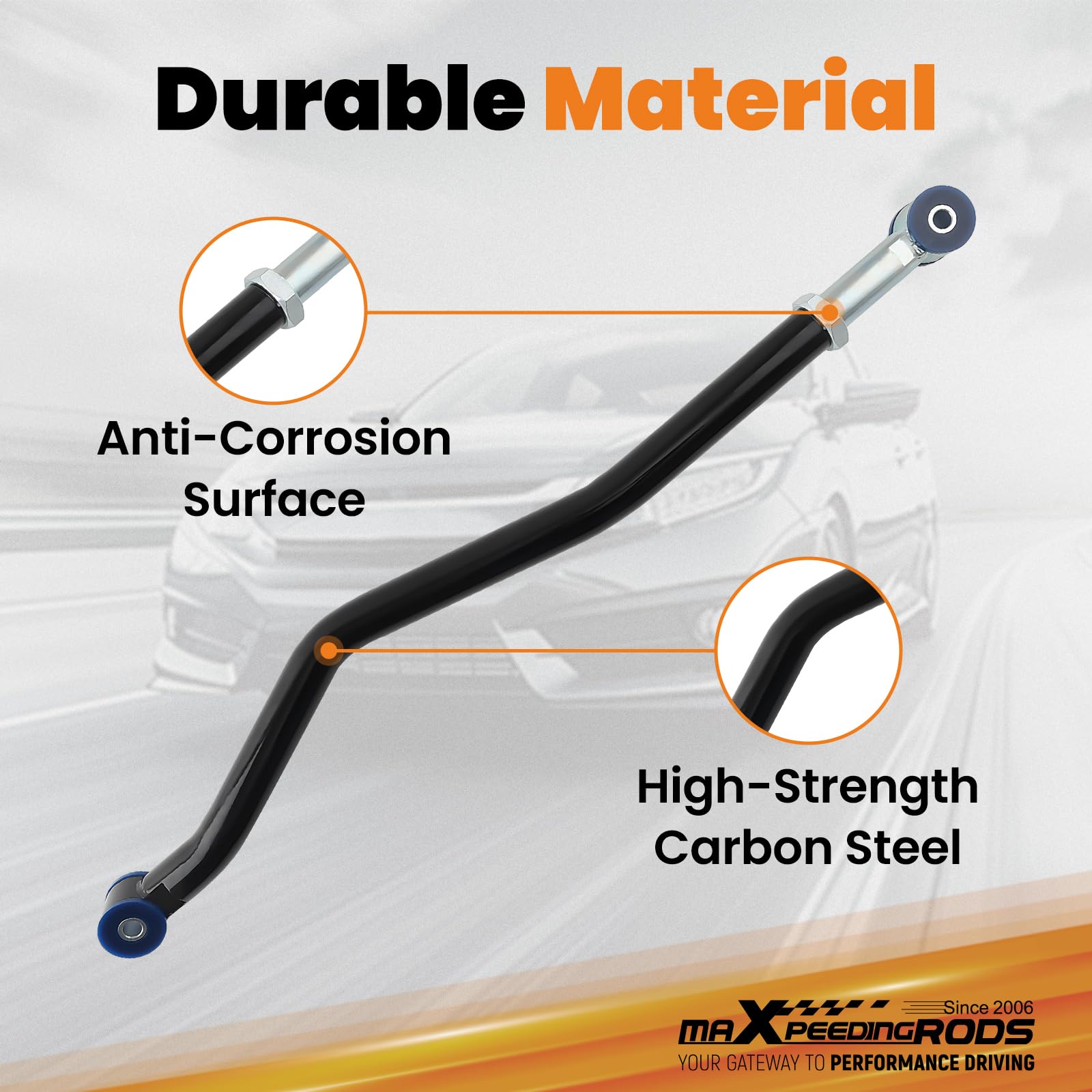 maXpeedingrods Vorne Verstellbare Panhard-Spurstange 0"-6" For Jeep Wrangler JK 2007-2018 3,8L
