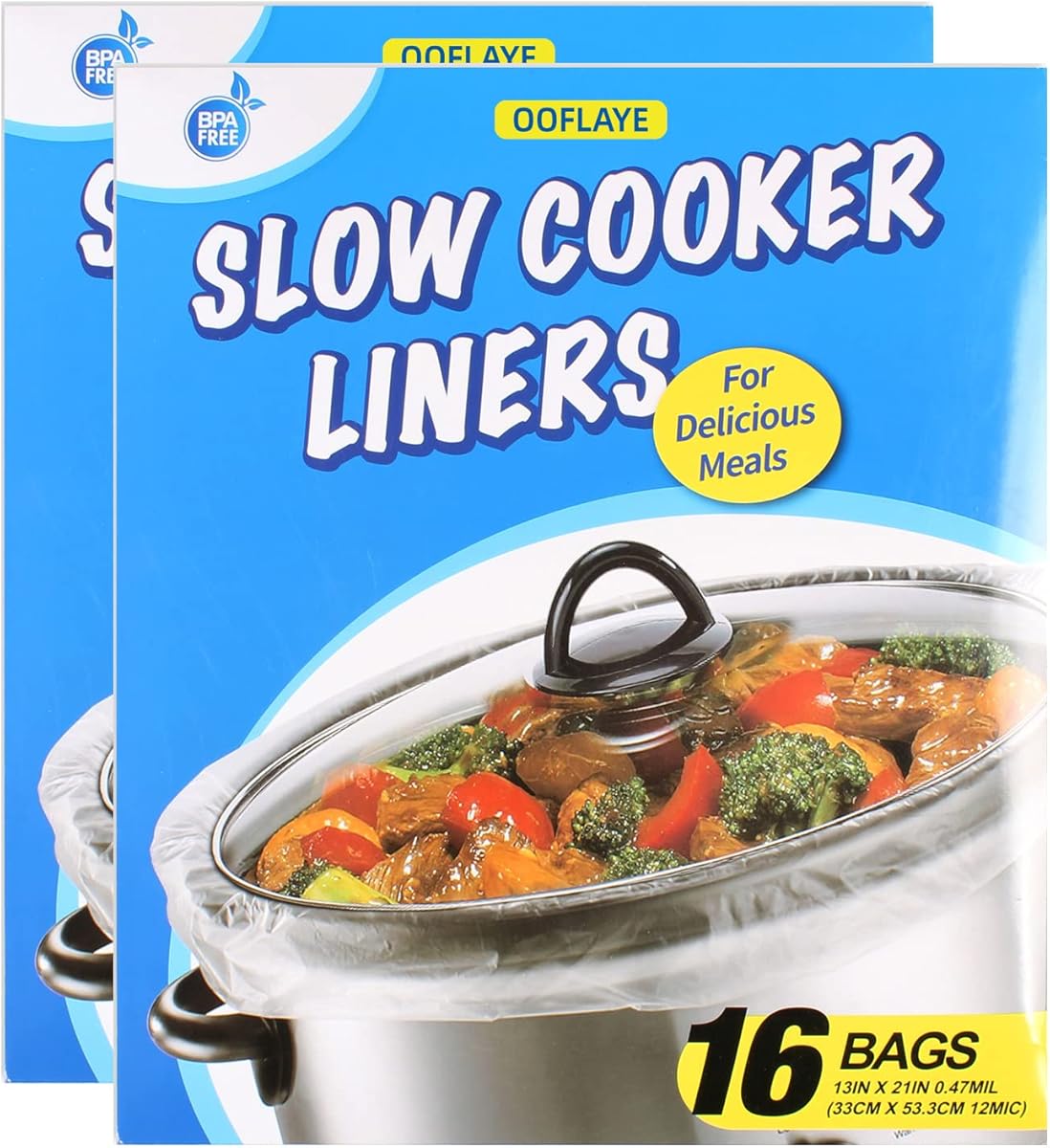 32 Bags Slow Cooker Liners, Disposable Multi Use Cooking Bags,Large Size Fit 3QT to 8QT, Plastic Bags for Slow Cooker, Pans, Aluminum Cooking Trays, BPA Free-13 x 21 Inches