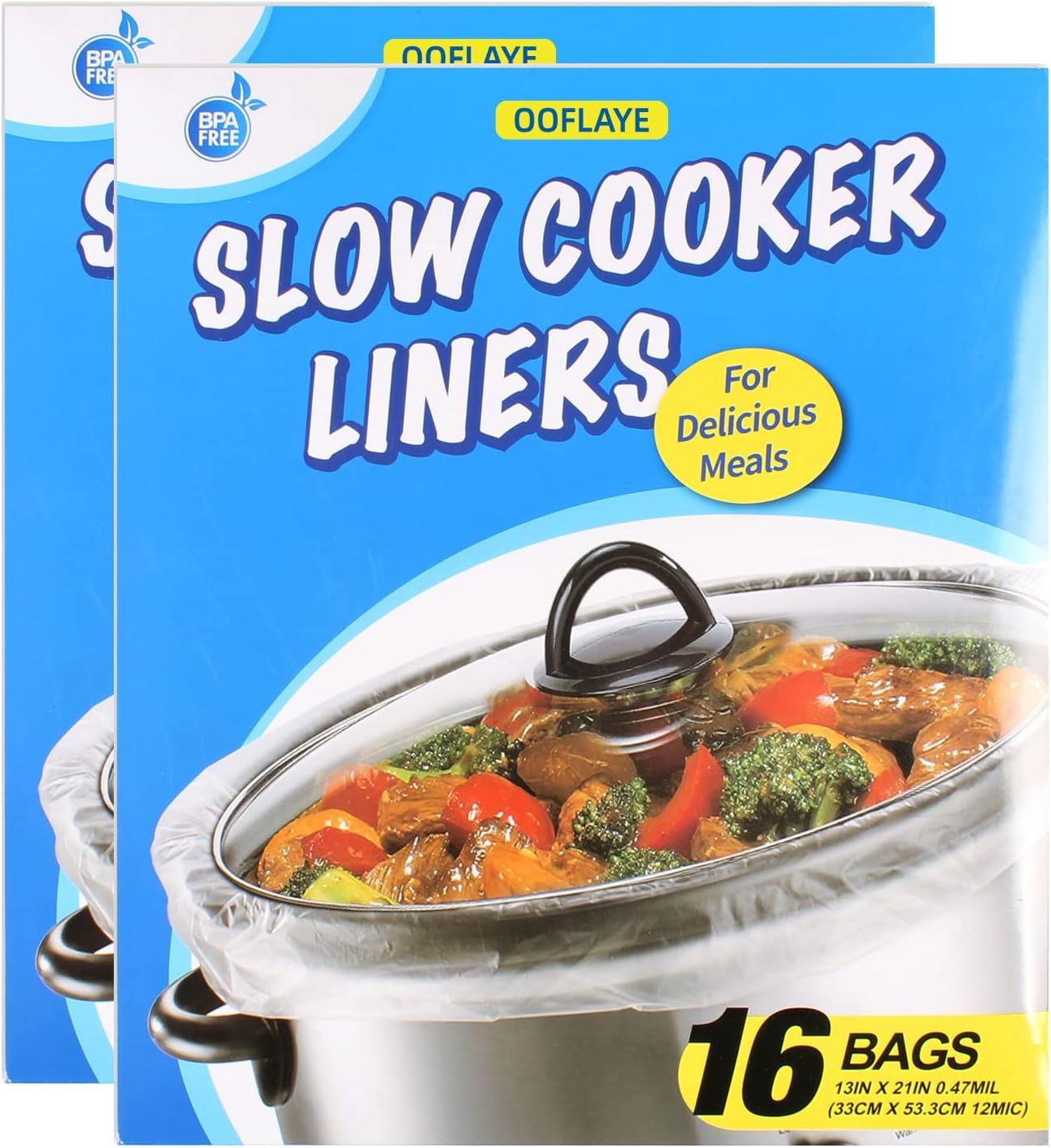 32 Bags Slow Cooker Liners, Disposable Multi Use Cooking Bags,Large Size Fit 3QT to 8QT, Plastic Bags for Slow Cooker, Pans, Aluminum Cooking Trays, BPA Free-13 x 21 Inches - Amazon product rated Grade A