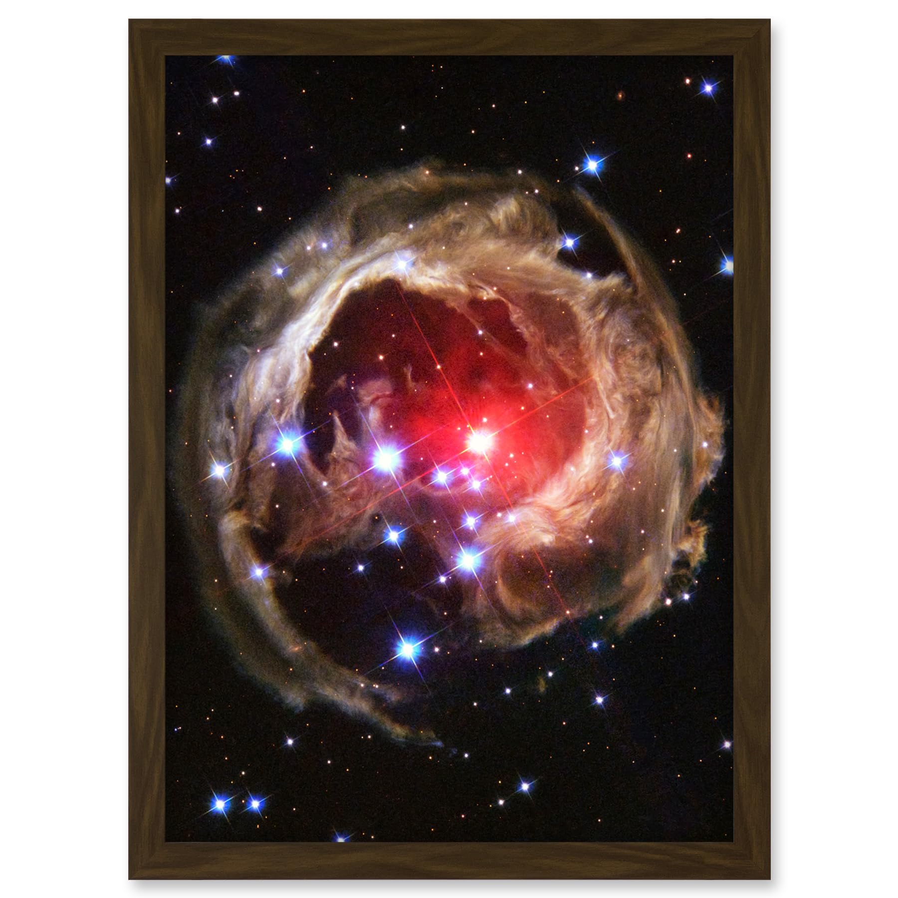 Artery8 Hubble Space Telescope Image Light Echo Illuminates Dust Spiral Around Red Supergiant Star V838 Monocerotis Explosion Artwork Framed A3 Wall Art Print