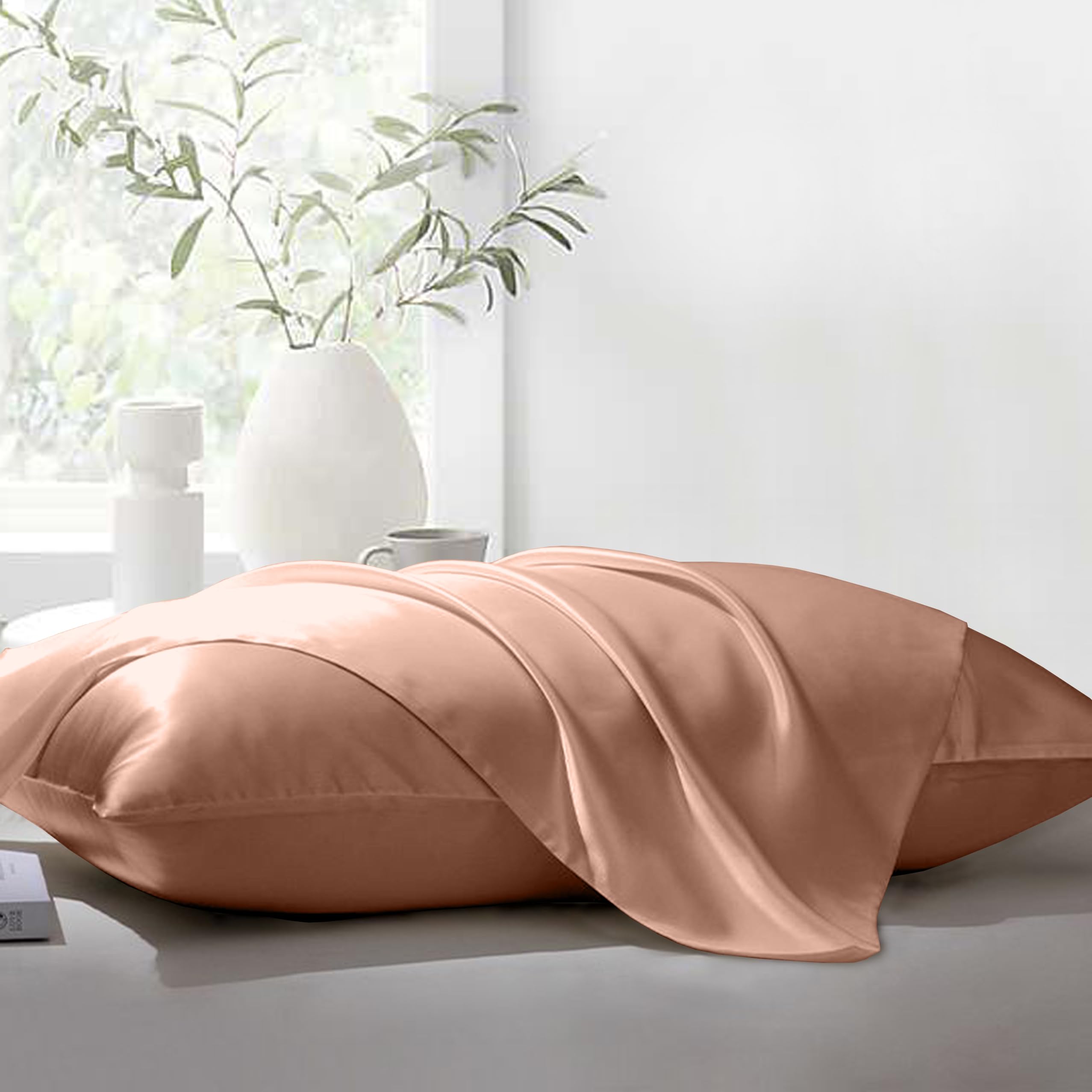 THE LINEN COMPANYPillow Covers Pack of 2, Ultra Soft, Wrinkle-Free, Fade-Resistant, Stain-Resistant, Sleeping Pillow Covers, Pillowcases with Envelope Closure - 20x40 Inches, Rose Gold