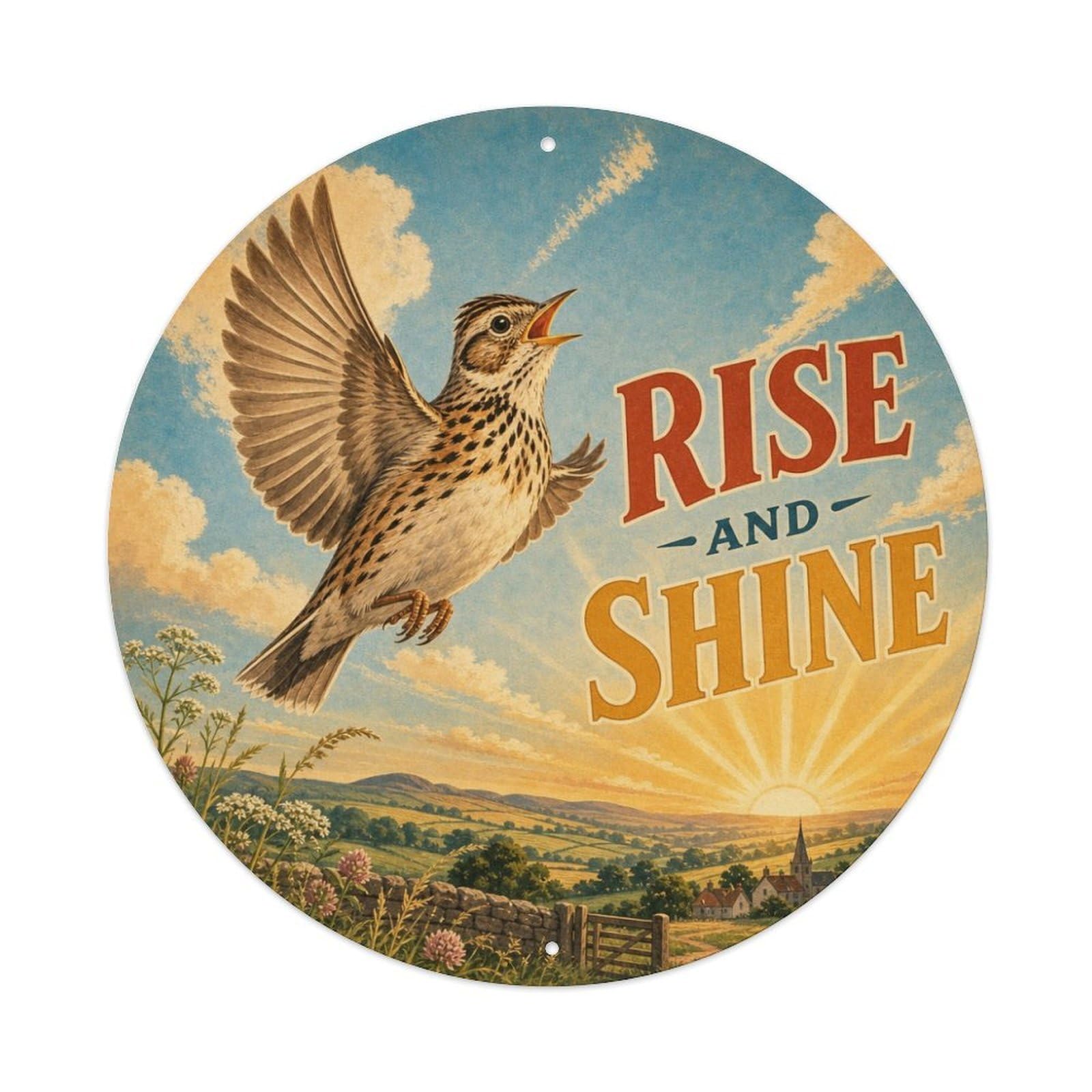 Vintage Skylark Songbird Rise Shine Rustic Bird Humor Metal Tin Sign