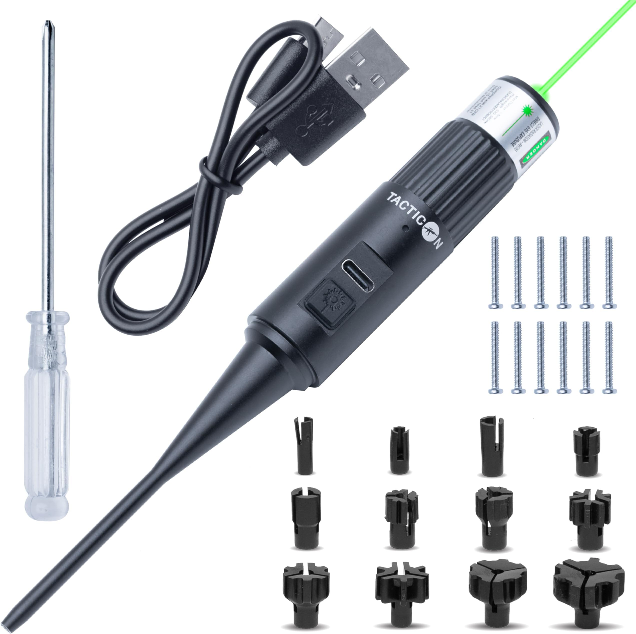 Tacticon Bore Sight Kit Multiple Caliber | Universal Laser Bore Sighter | Combat Veteran Owned Company | .17 to 12 GA | Green & Red Laser Sighting Tools