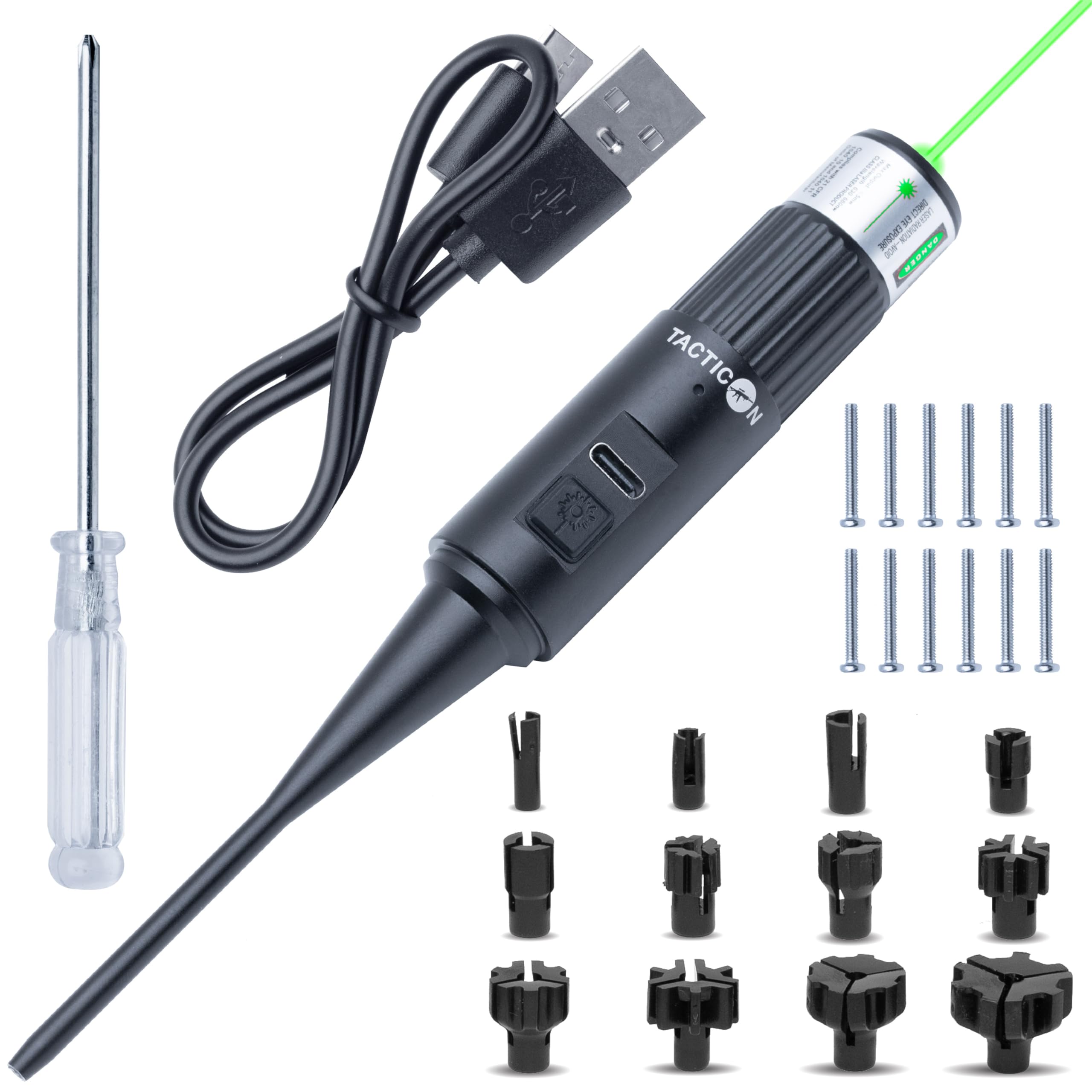 Tacticon Bore Sight Kit Multiple Caliber | Universal Laser Bore Sighter | Combat Veteran Owned Company | .17 to 12 GA | Green & Red Laser Sighting Tools