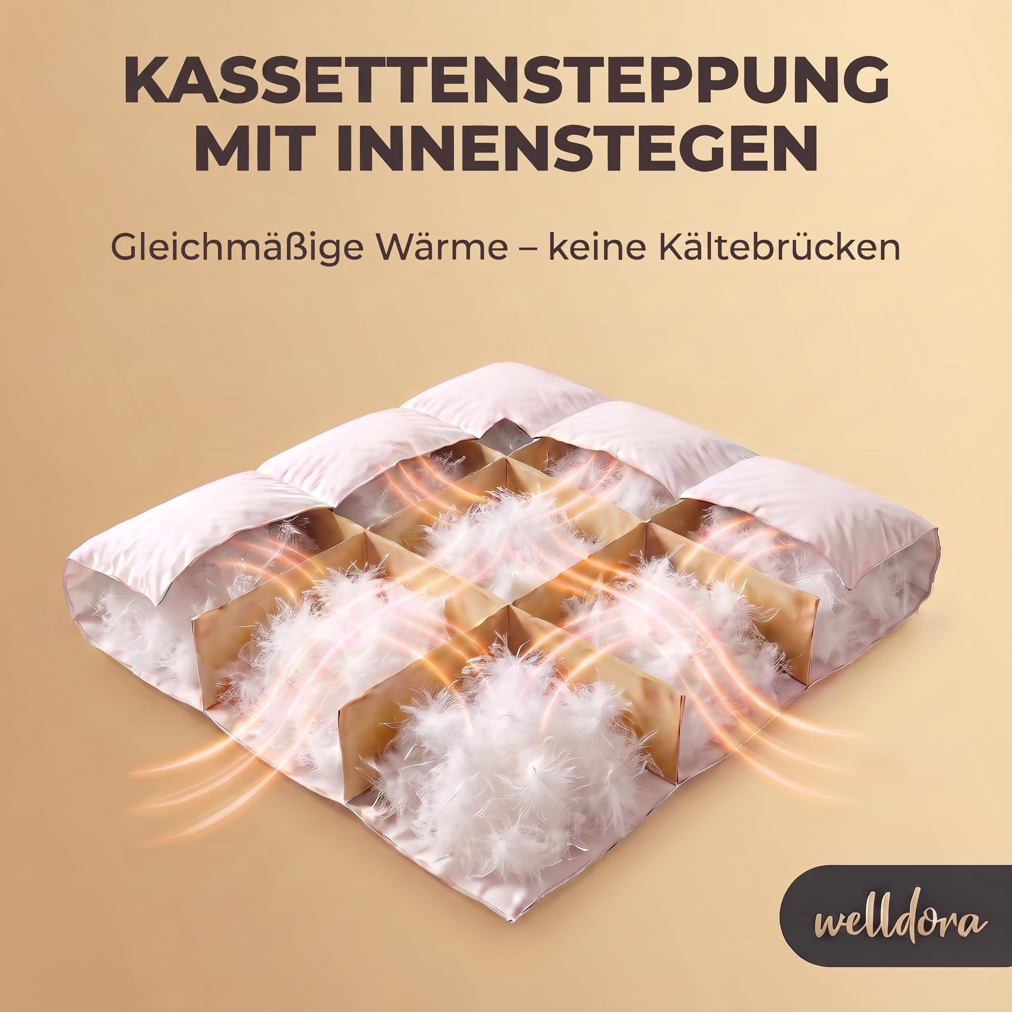 Welldora Signature Daunendecke 135x200 | 90% Daunen | 400TC Baumwollsatin