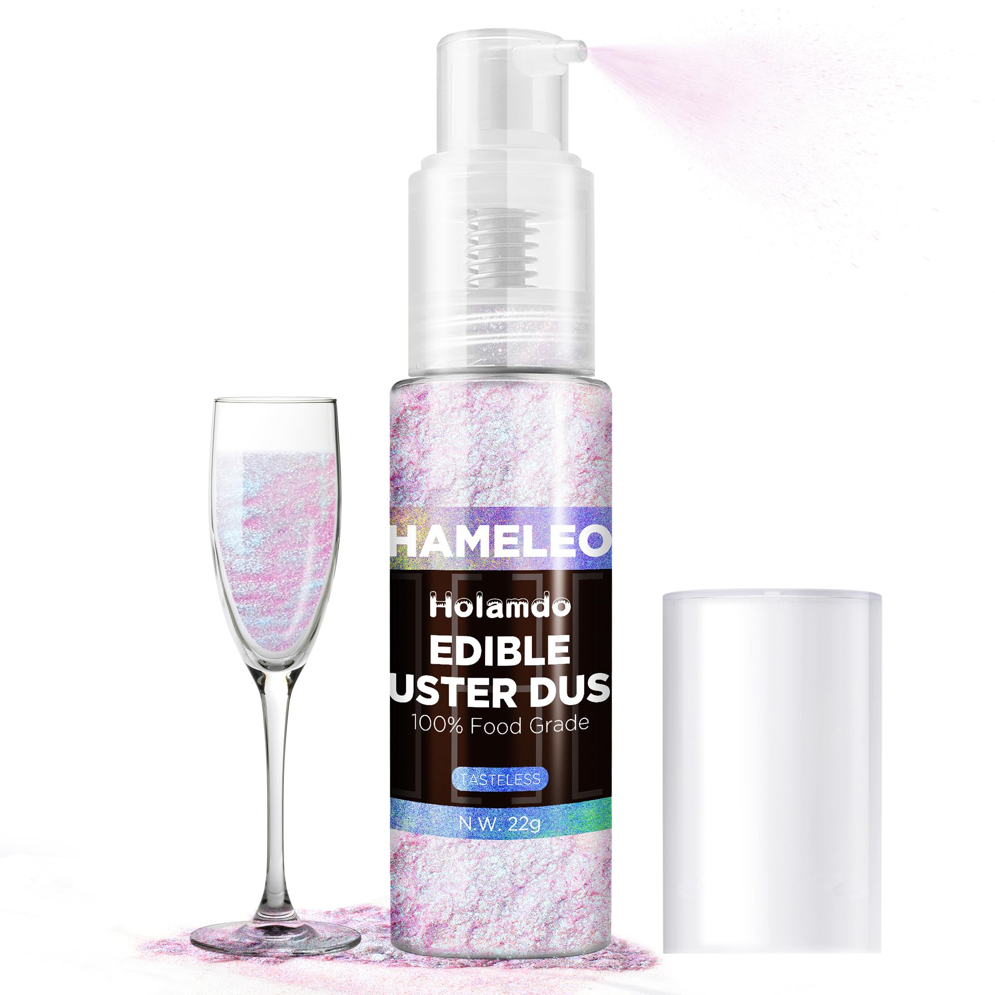 Glitter Commestibile Spray Iriscante, con Polvere Scintillante, 20g Coloranti Alimentari - Decorazioni Torte, Cocktail, Bevande, Caramelle, Glassa, Macarons, Dolci per Glitter Alimentare Comestibile