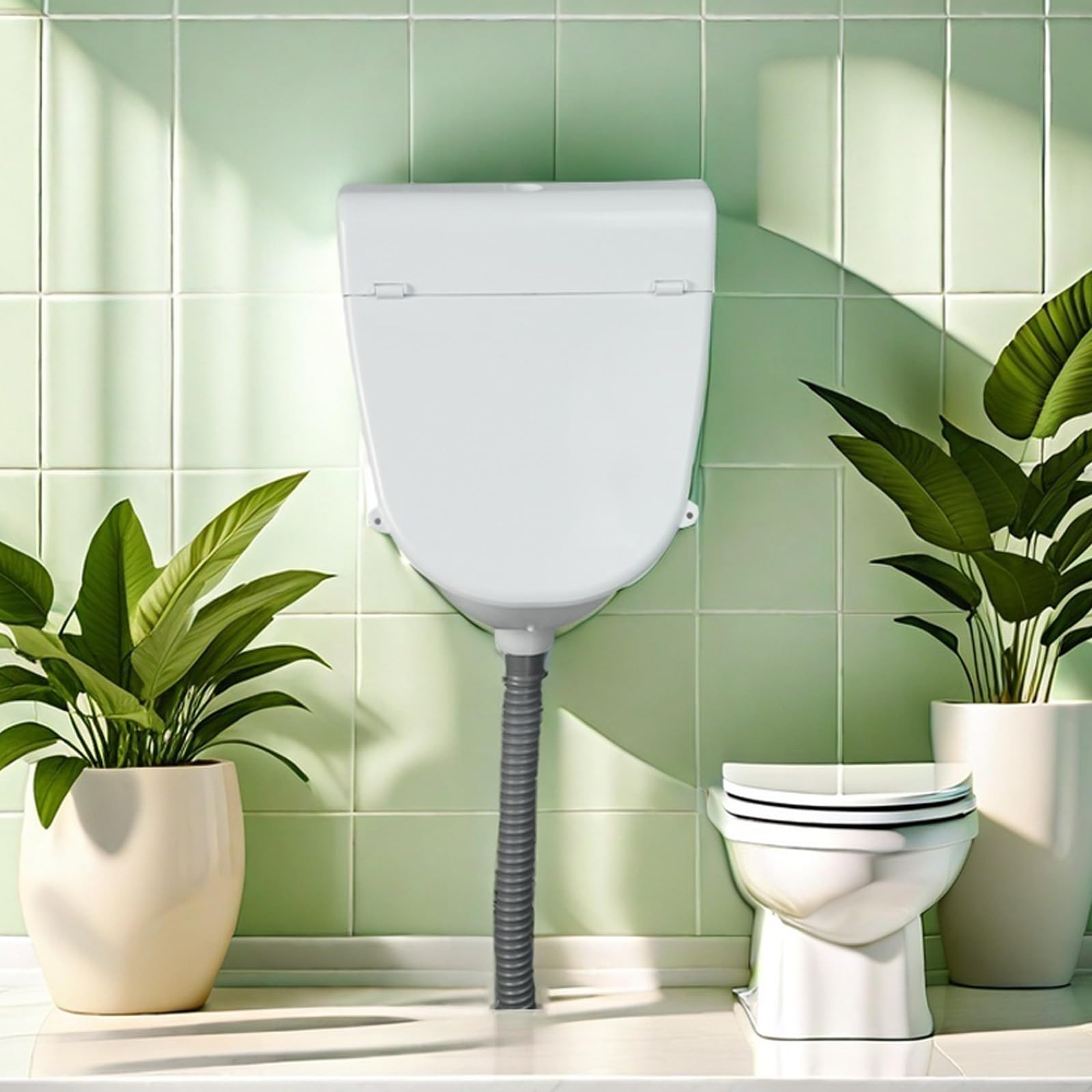 Orinal comercial montado en la pared con tapa con bisagras, urinario de baño para hombres, urinarios de plástico para hombres, urinario sin agua, urinario de garaje, desviador de orina al aire libre
