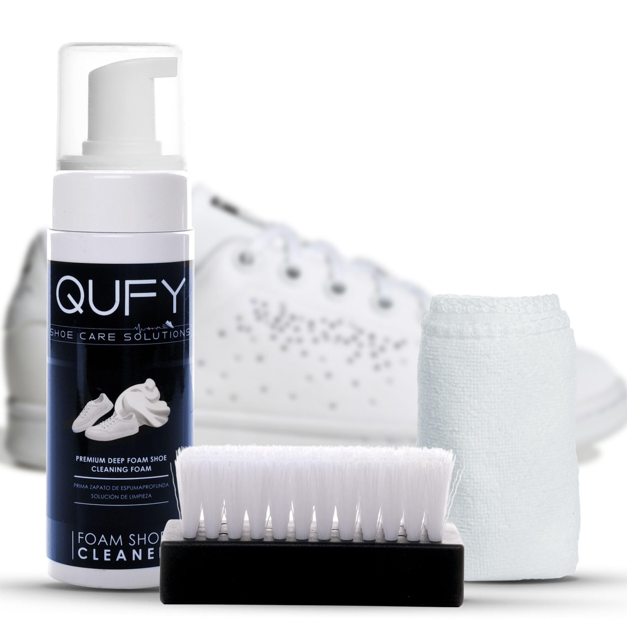QUFY Sneaker Cleaner Kit Shoe Cleaner Fabric, Leather Suede and Nubuck Premium 3 in 1