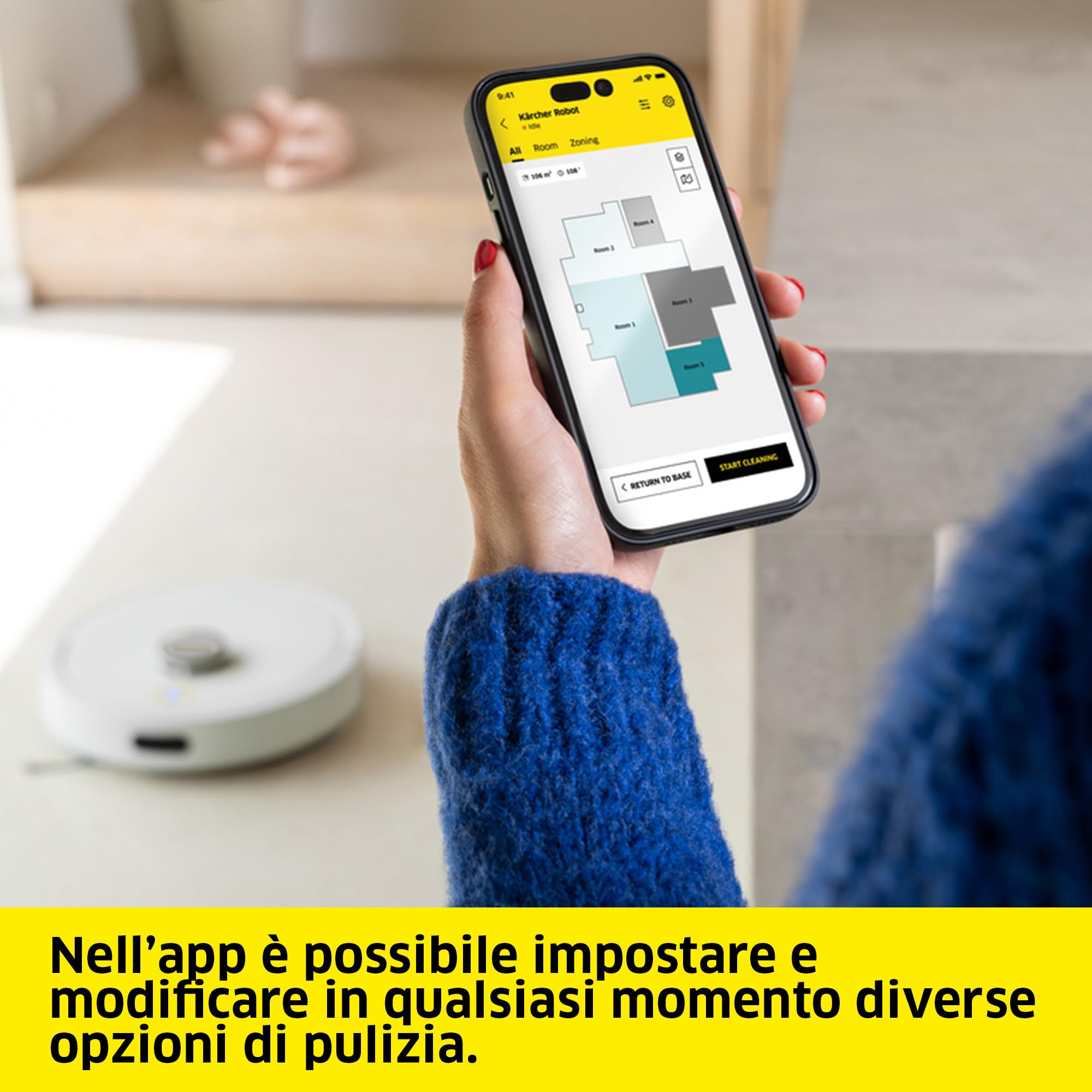 KÄRCHER robot aspirapolvere e lavapavimenti RVC 3 Comfort Extra, 15.000 Pa, fino a 130 min di autonomia, controllo tramite app, mappatura, navigazione laser, sensori anti-caduta, svuotamento sporco - 5
