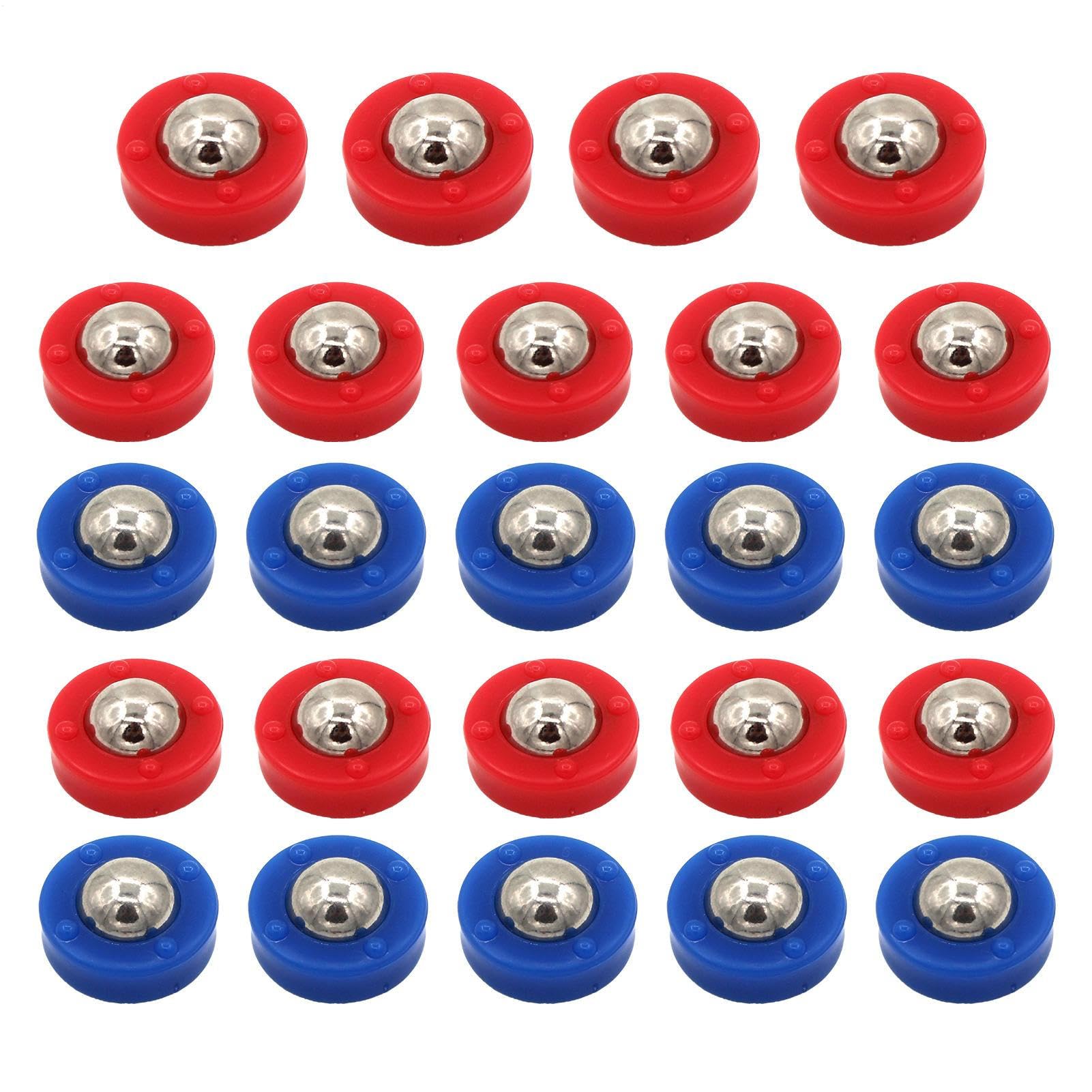 Small Shuffleboard Replacement Pucks, 24PCS Curling Game Accessories, Funny Sliding Rollers Set, Portable Tabletop Shuffleboard Beads for Indoor Family Games, Red and Blue