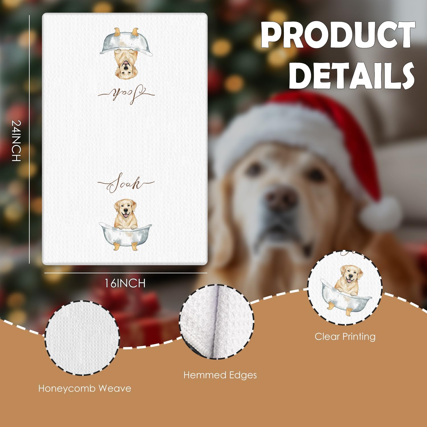 Golden Retriever Gifts Hand Towels Set of 4, Golden Retriever Gifts for Lovers Women, Dog Decor Hand Towels for Bathroom,16x24 Inches