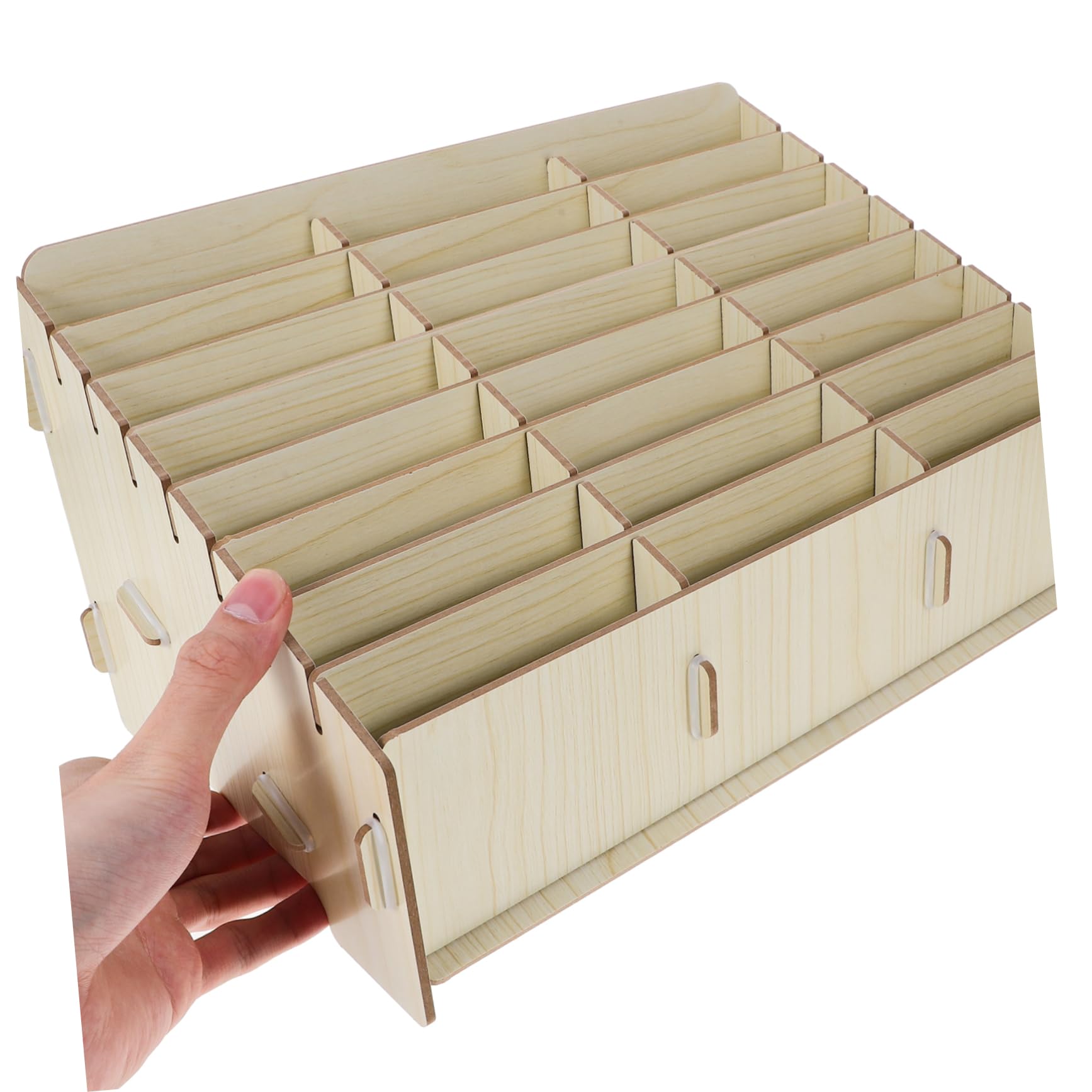 Cabilock Caja de Almacenamiento para Teléfono Celular Soporte de Madera para Escritorio Diseño de Múltiples Rejillas para Organización en Oficina o Aula