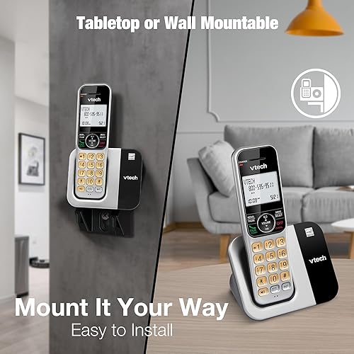 Miniatura 8 de VTech Sistema telefónico inalámbrico para el hogar con bloque de llamadas, pantalla grande y botones, pantalla retroiluminada, altavoz dúplex