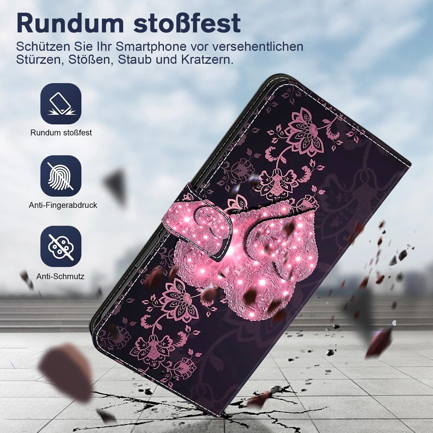 Handyhülle Rose Gold – Leder-Optik Mit Klappständer Für Honor X7, X8, 90 Lite & Mehr