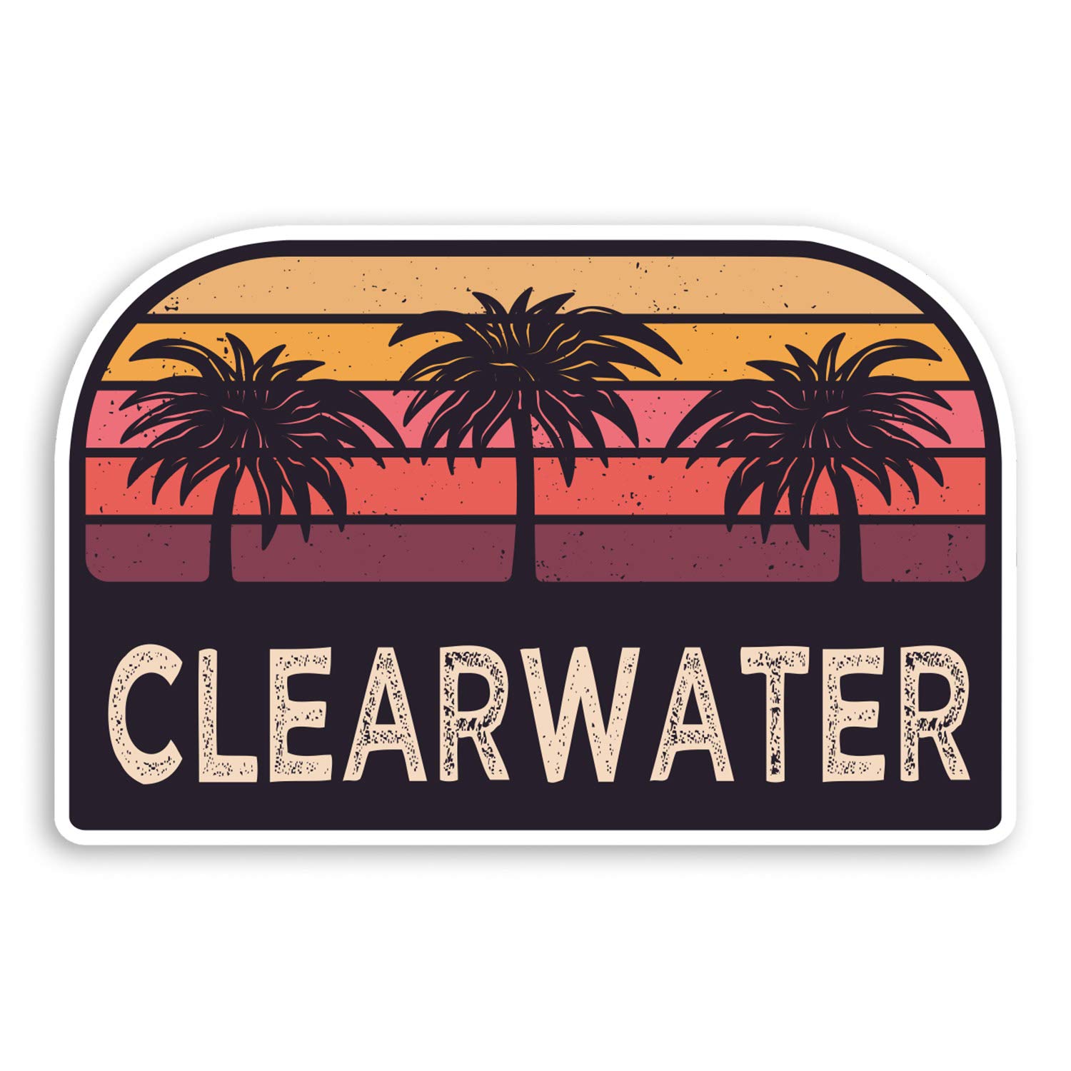 Destination Vinyl Ltd Multi 2 X 10Cm Rustic Clearwater Florida Vinyl Stickers Travel Luggage Sticker #34313 (10Cm Wide)