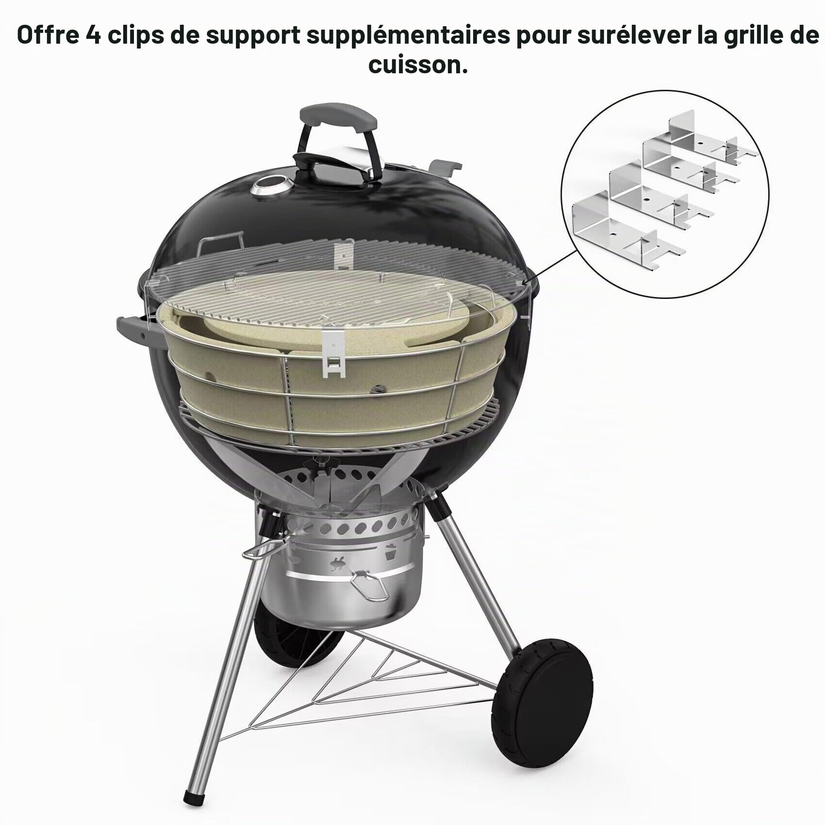 onlyfire Panier à Charbon en Céramique avec Plaque Déflecteur pour Barbecue Weber Kettle 57 cm