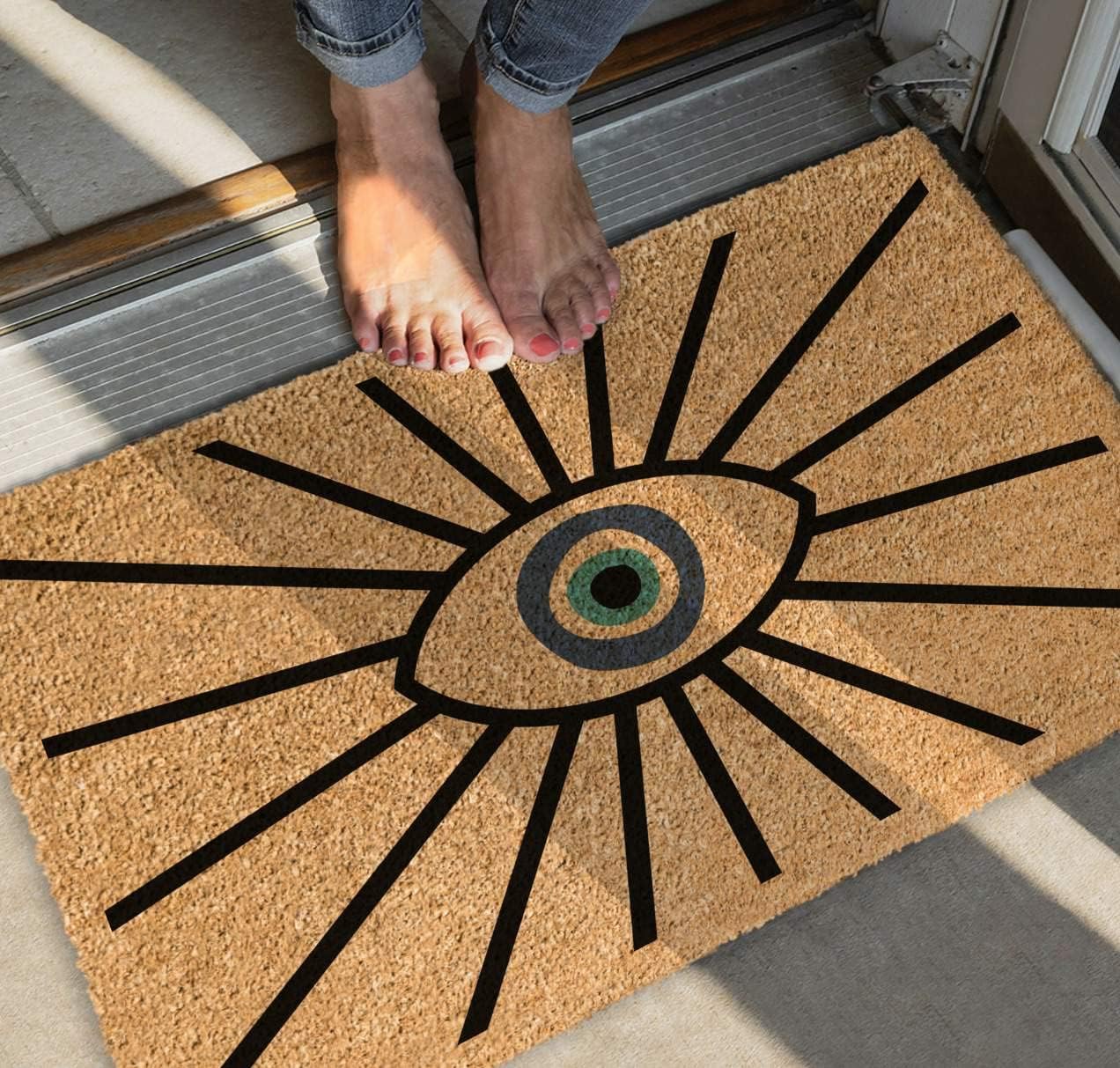 Evil Eye Doormat, Protection Doormat, Evil Eye Doormat, Greek Evil Eye Protection, Evil Eye Talisman, Kabbalah,Blue Evil Eye Greek