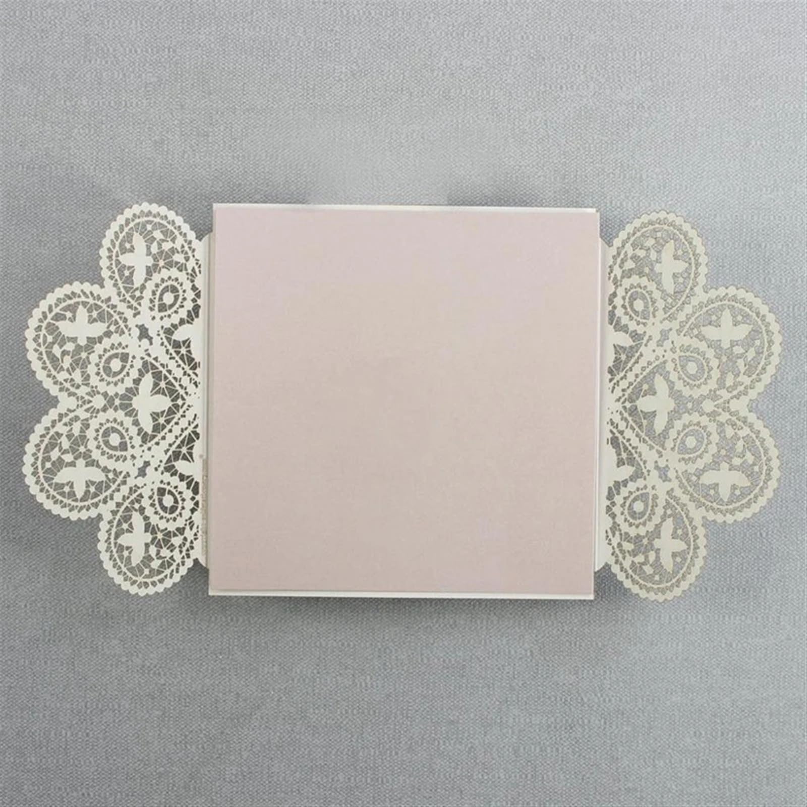 Hochzeitseinladungskarten, Blumige Einladungen， Karte 10 Stück mit weißer Spitze, Roségold und Schleife, Laser-Blumenmuster, Rosa, Verlobungs-Einladungen Einladung(Whole Set Blank)