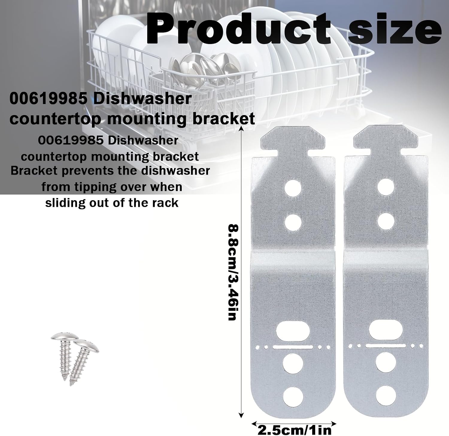 4pcs 00619985 Dishwasher Mounting Bracket, Stainless Steel Silver Under Counter Dishwasher Clips for Thermador Gagenau & Most Top Brand Dishwashers Accessories