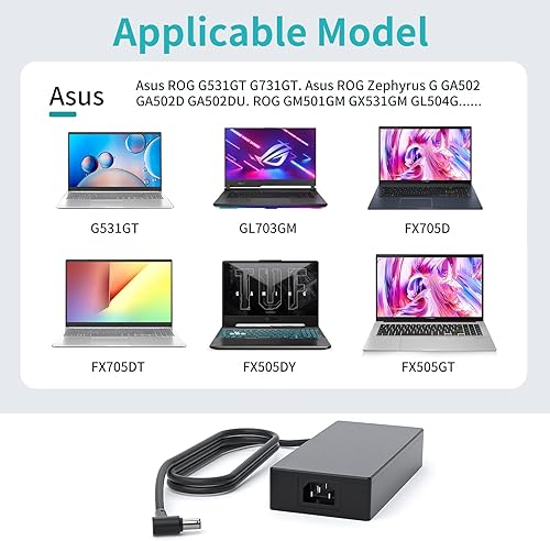 Miniatura 8 de Cargador de portátil de 180 W CA para ASUS Rog Zephyrus GA502D GA502DU GA502IU GA401I GA401I GA401II GA401IV, cargador de juegos de computadora de