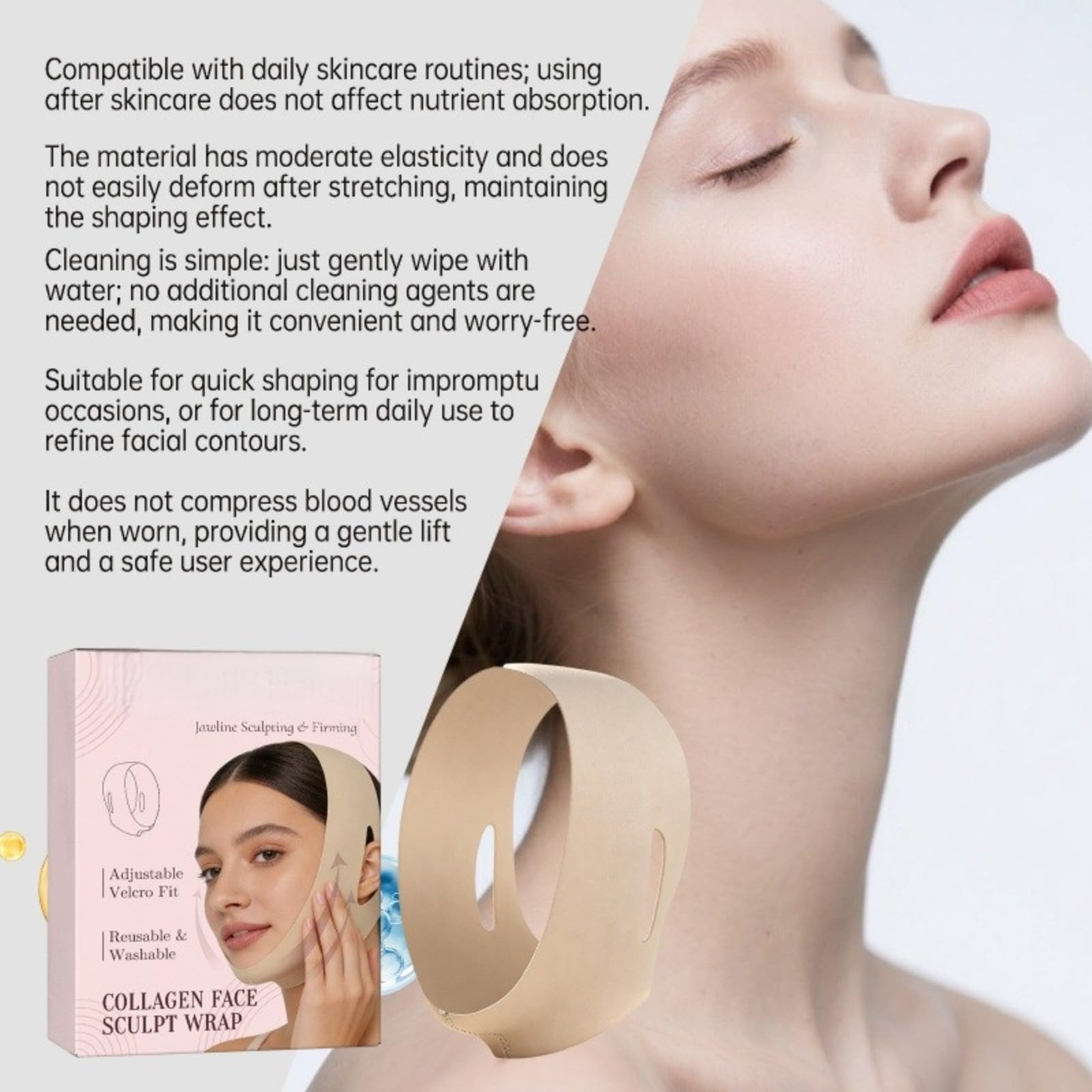 Masque Visage V-Line Refroidissant,Masque Anti Double Menton Réutilisable,Bande Lifting Visage en Tissu Glacé,Masque Menton pour Dormir & Raffermir,To Eliminate Sagging Skin Anti-Wrinkle