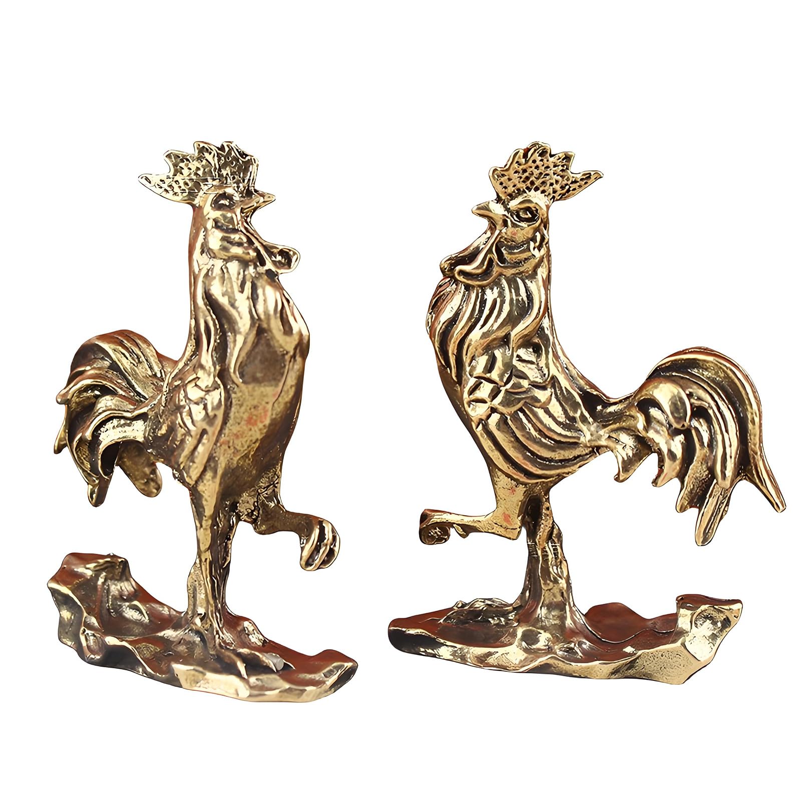 Msioytog Brass Rooster Statues Animal Sculptures Chicken Figurines Decorative Ornament for Home Decorations Collectibles Gift Chicken Figurines Sculptures