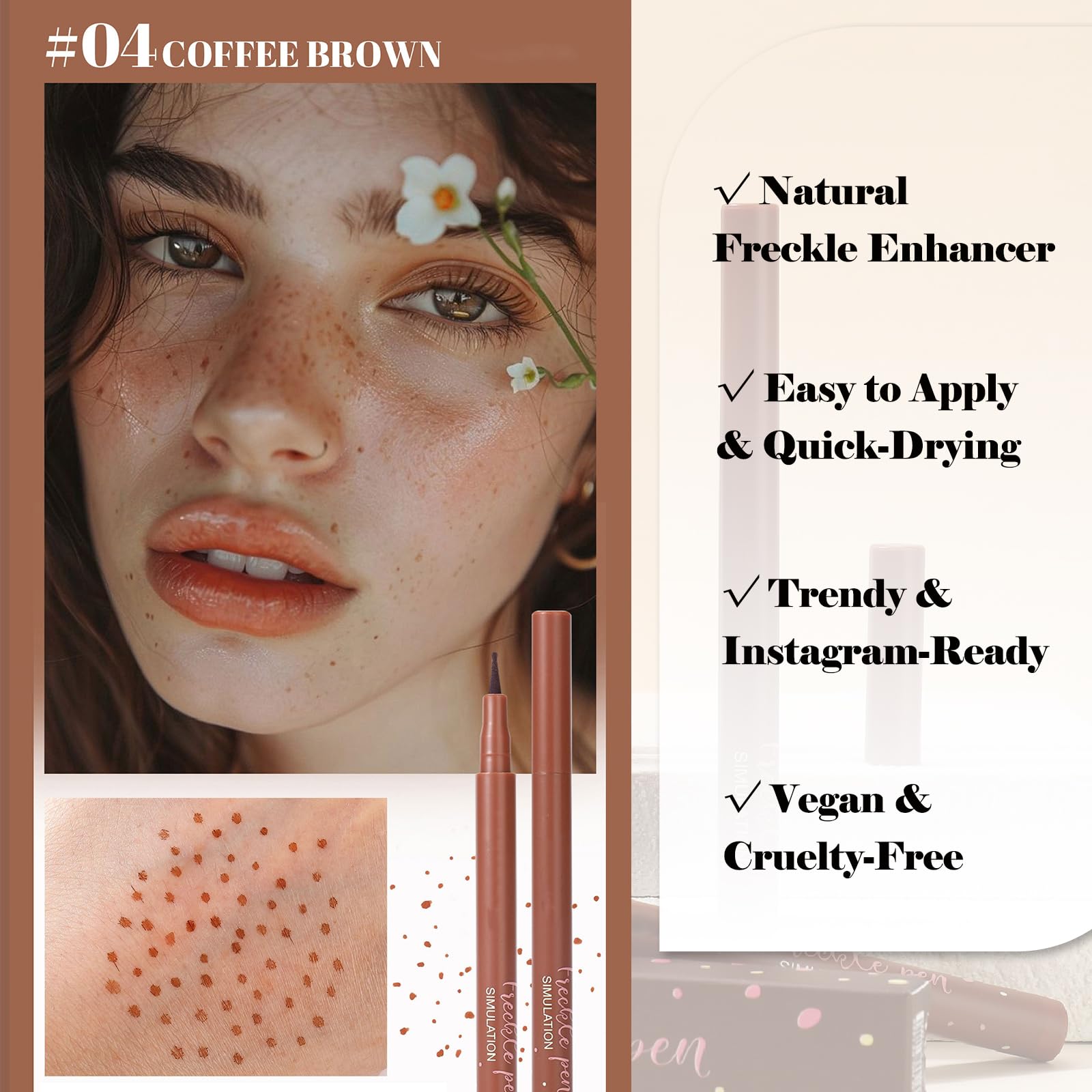 Freckle Simulation Makeup Pens Set, Fine Tip for Realistic Sun-Kissed Dots, Three Shades Kit in Dark, Medium - Image 3