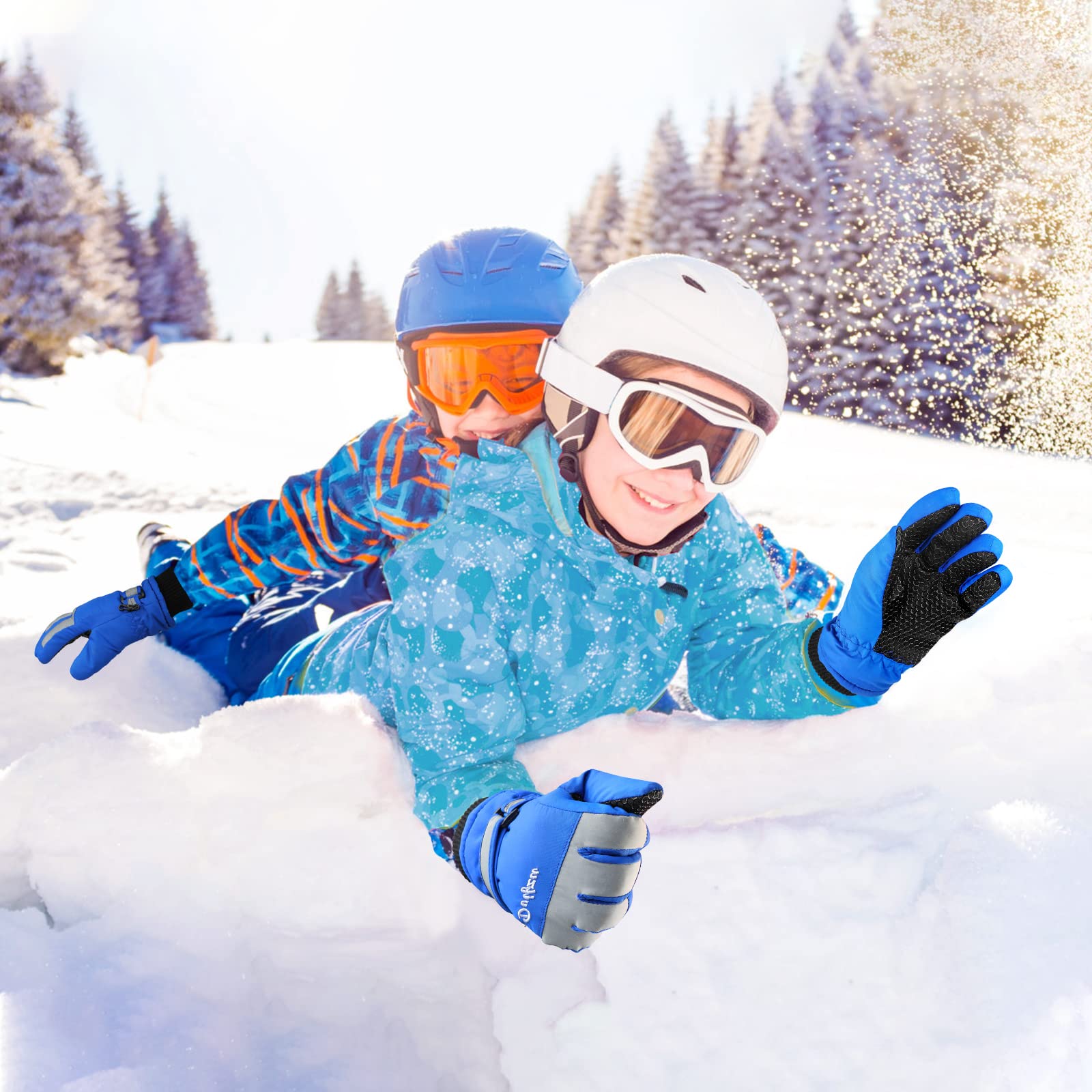 Kinder Skihandschuhe Fäustlinge 5-12 Jahre – Warm, Winddicht & Wasserabweisend Für Ski & Snowboard