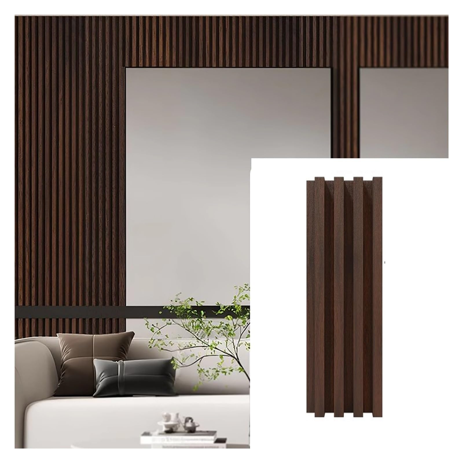 Wodoodporne pionowe drewniane panele ścienne, 8 sztuk, nowoczesne czarno-białe panele dekoracyjne do ścian TV/salonu/gabinetu, panele ścienne z rowkami 3D (#6,80 cm/2,6 stopy)