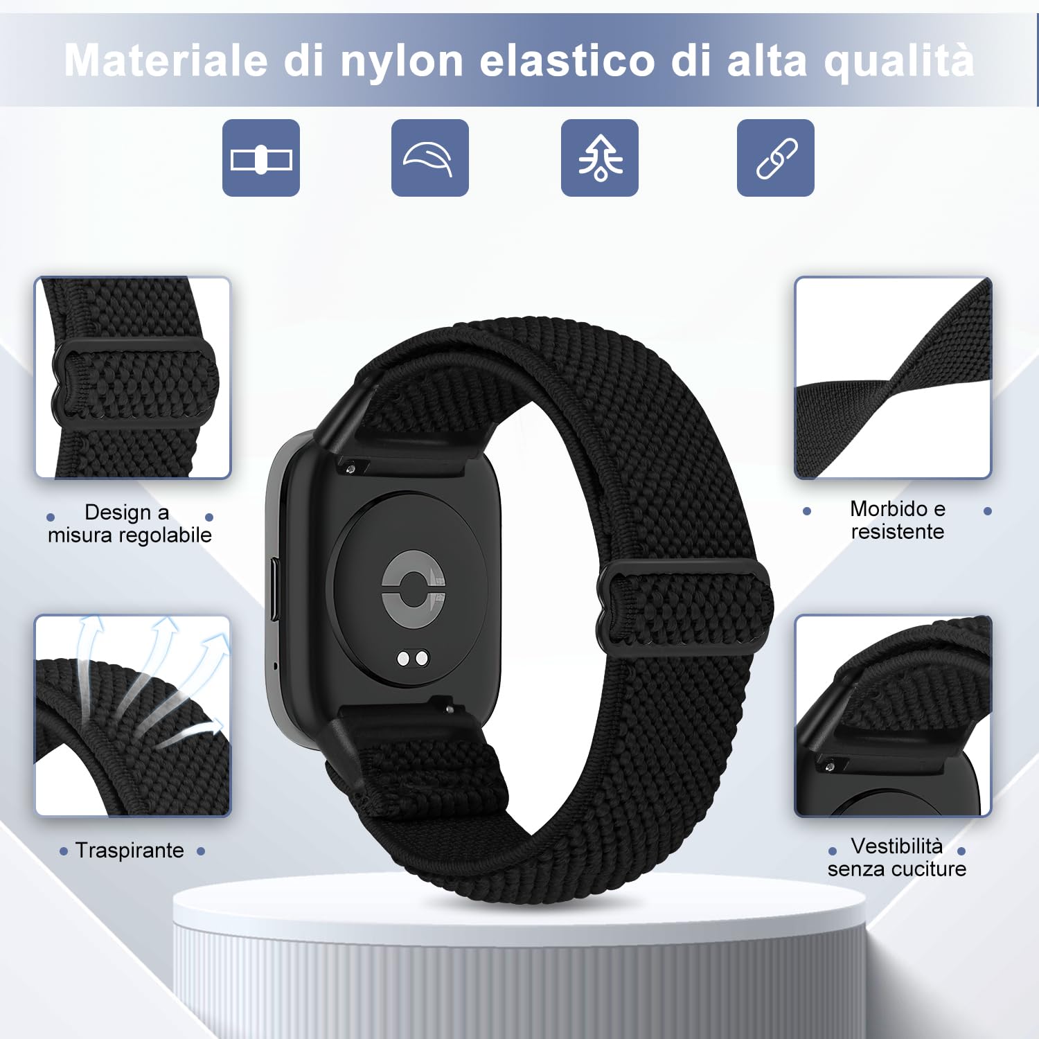 SHIJZWD Fascia elastica per orologio compatibile con Xiaomi Redmi Watch 3 Active, cinturino di ricambio in nylon per orologio sportivo compatibile con Xiaomi Redmi Watch 3 Active