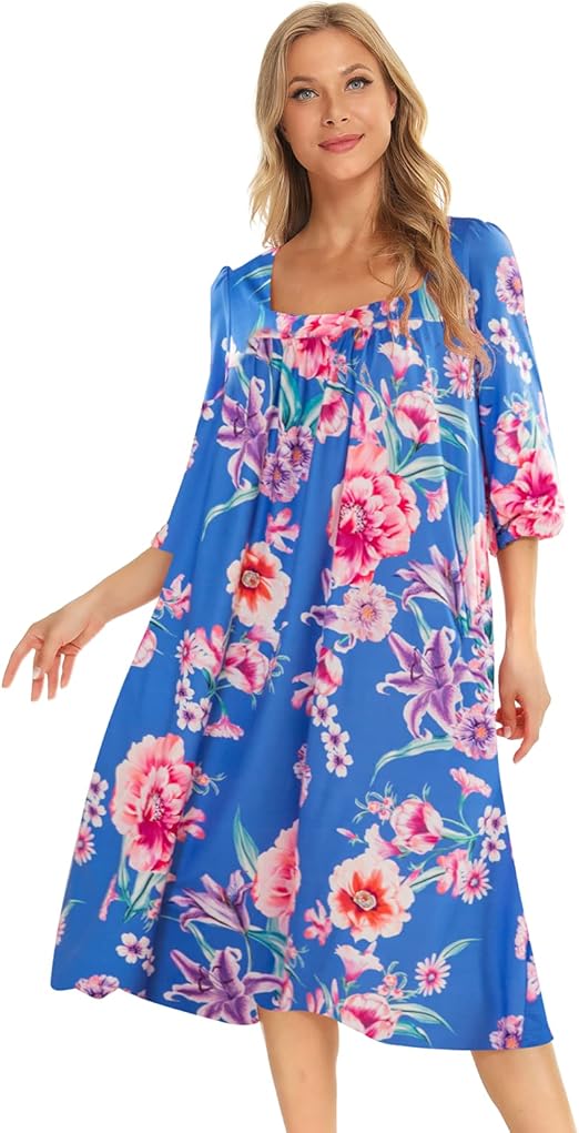 Bloggerlove Moomoo Dresses for Women House Dress Print Duster Housecoat