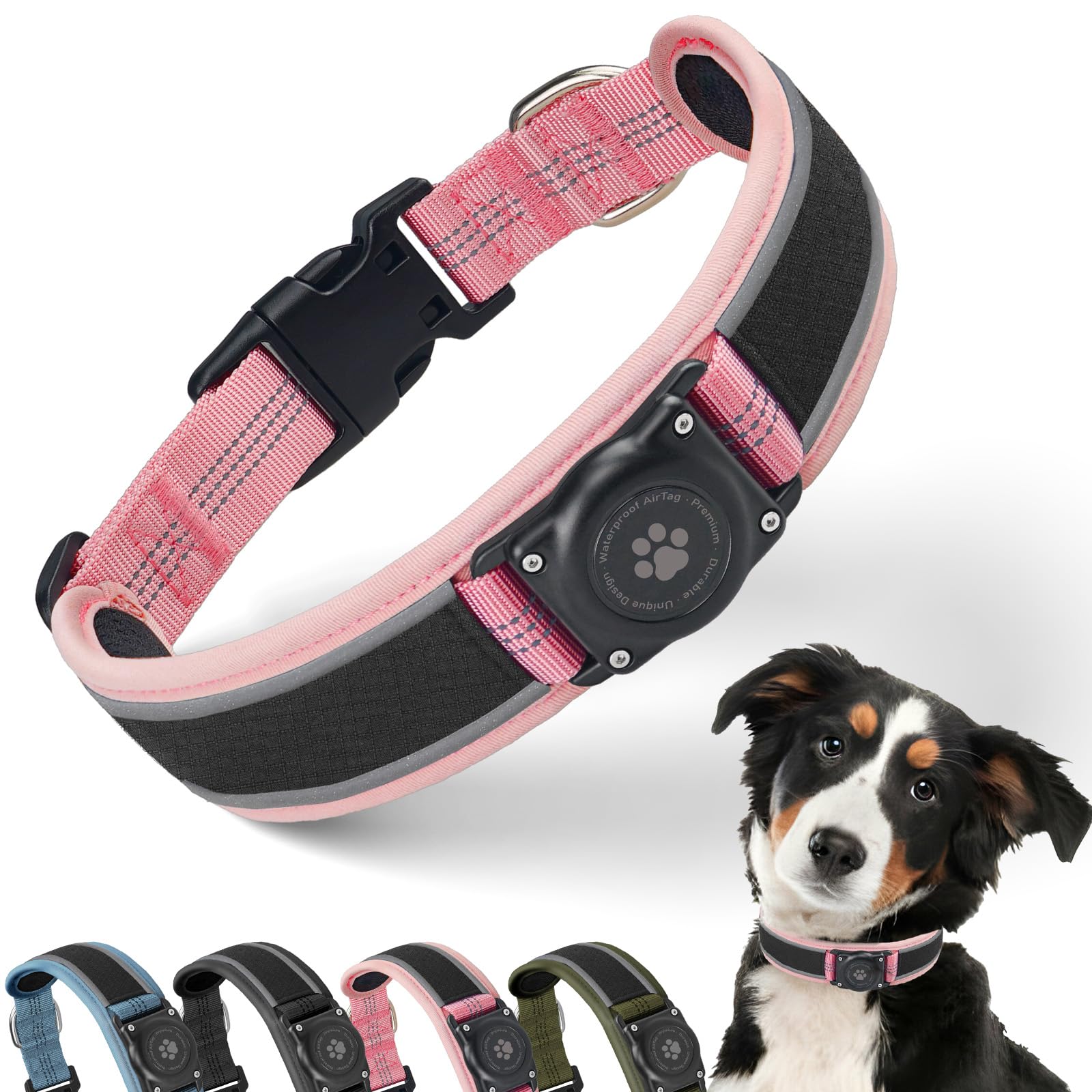 Amazon | AirTag 犬用首輪 - プレミアムエアタグ 犬の首輪ホルダー 