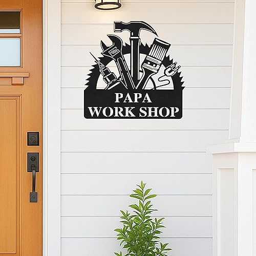 Miniatura 41 de Letrero personalizado de taller de garaje para hombres – Arte de pared de metal con nombre personalizado para entusiastas de autos, constructores y