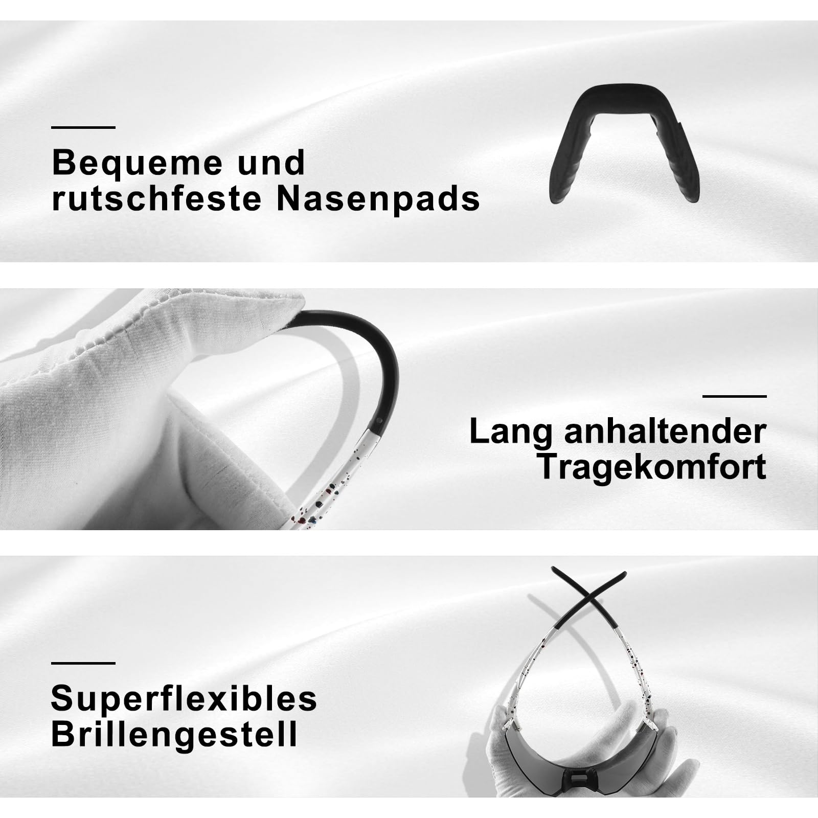 Gafas de sol polarizadas, Gafas Protección UV400 para hombre y mujer, gafas deportivas rápidas para deportes al aire libre, pesca, ciclismo, correr, 1 lente (blanco azul), blanco y azul