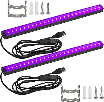 Black Light Bar 10W UV Blacklight Strip - 2 Pack, 1ft USB Portable LED Party Supplies