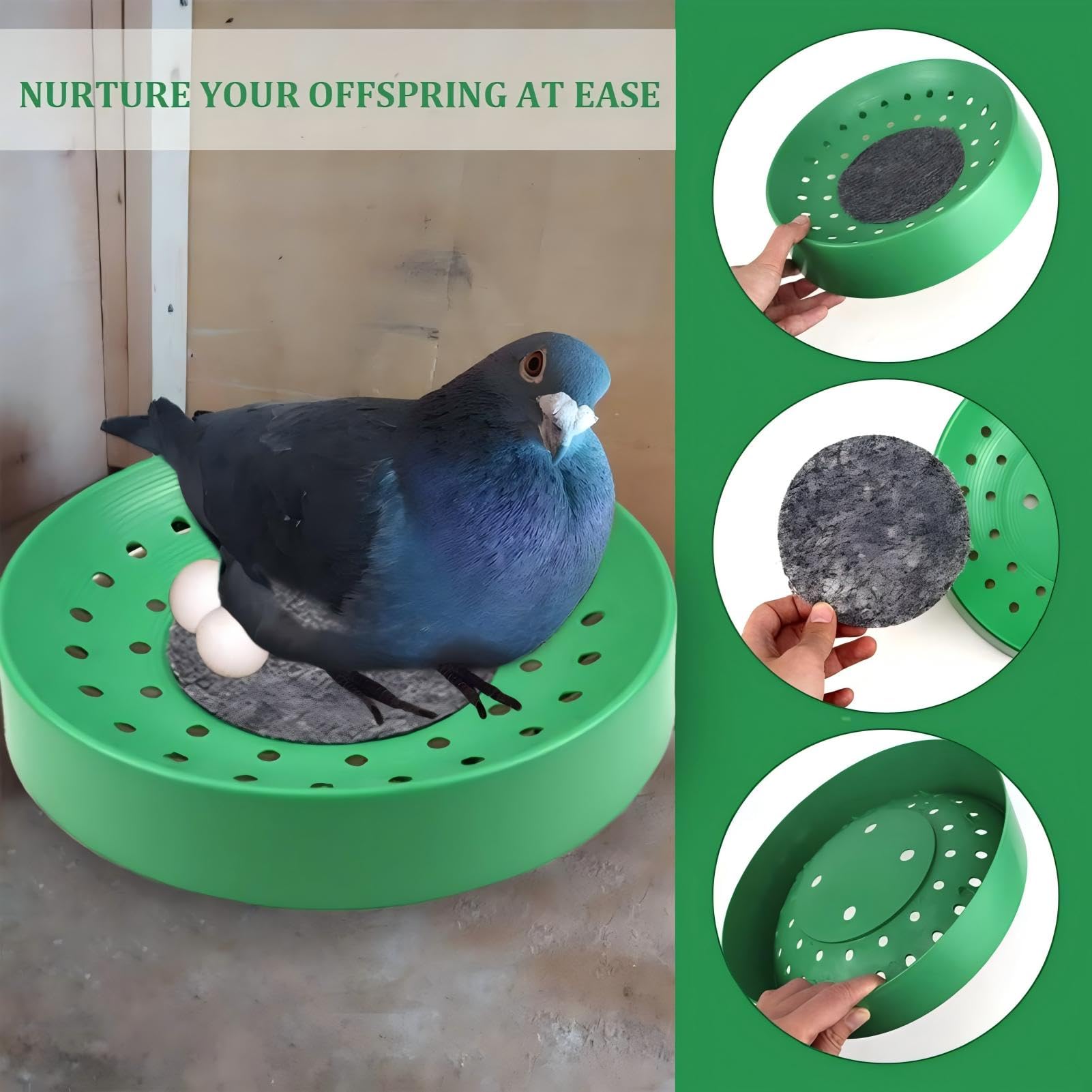5 Pièces Nids d'oiseaux en Plastique Bol De Nidification d'oiseaux Bol D'élevage D'oeufs D'oiseau Respirant Nid D'élevage De Pigeons avec Tapis pour Colombes Cailles Et Petits Oiseaux