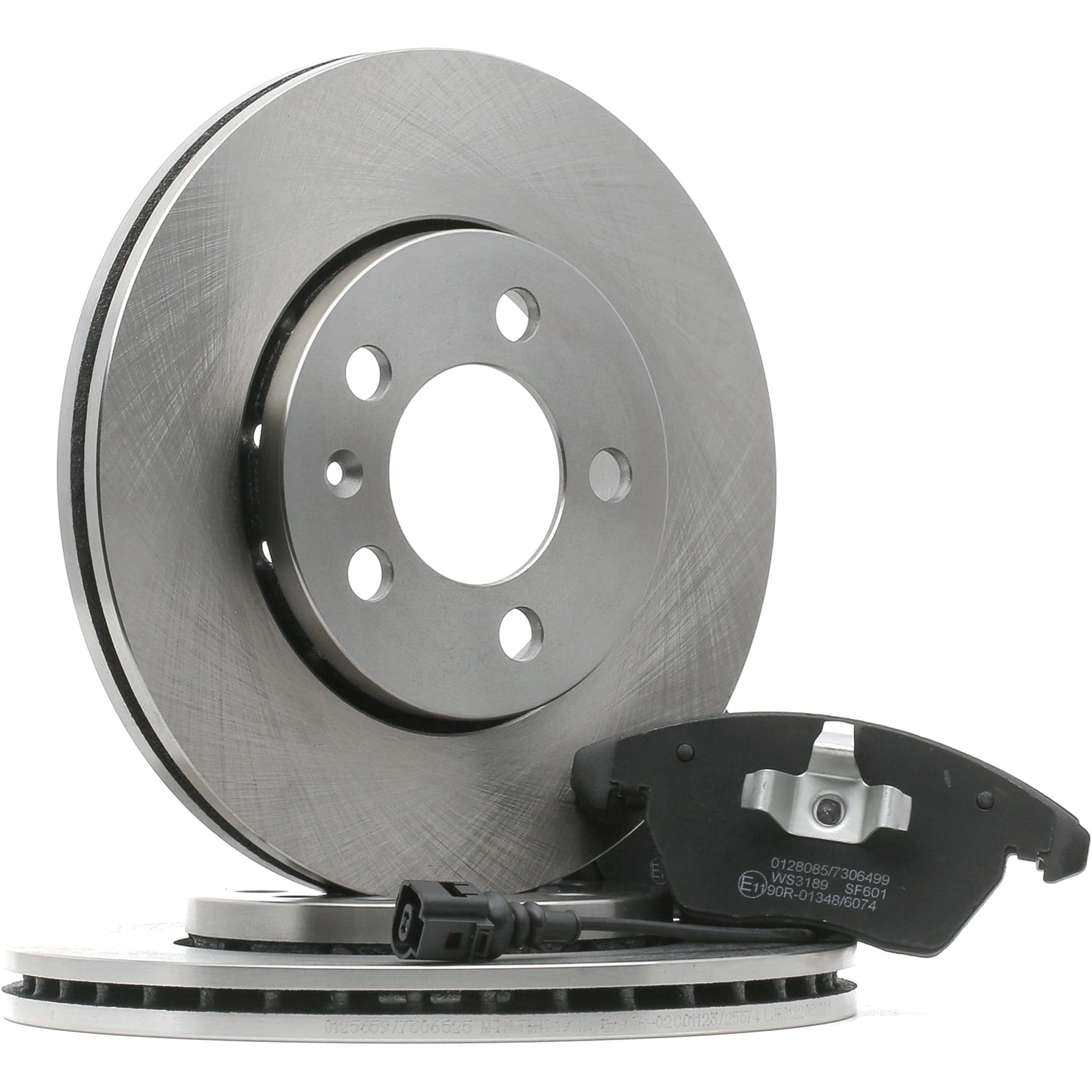 STARK SKBK-10990855 Juego para eje Kit de discos de freno y pastillas eléctrico Delantero con chapa antichirrido con clip de émbolo Compatible con VW Polo V Hatchback 6R1, 6C1