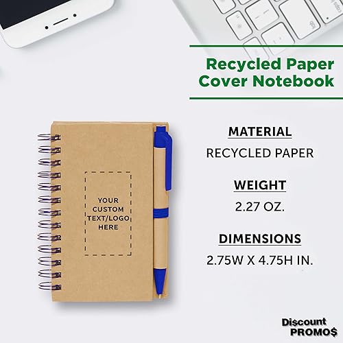 Miniatura 4 de Mini cuadernos en espiral personalizados con bolígrafos de tinta negra, juego de 100, paquete personalizado a granel, perfecto para la escuela,