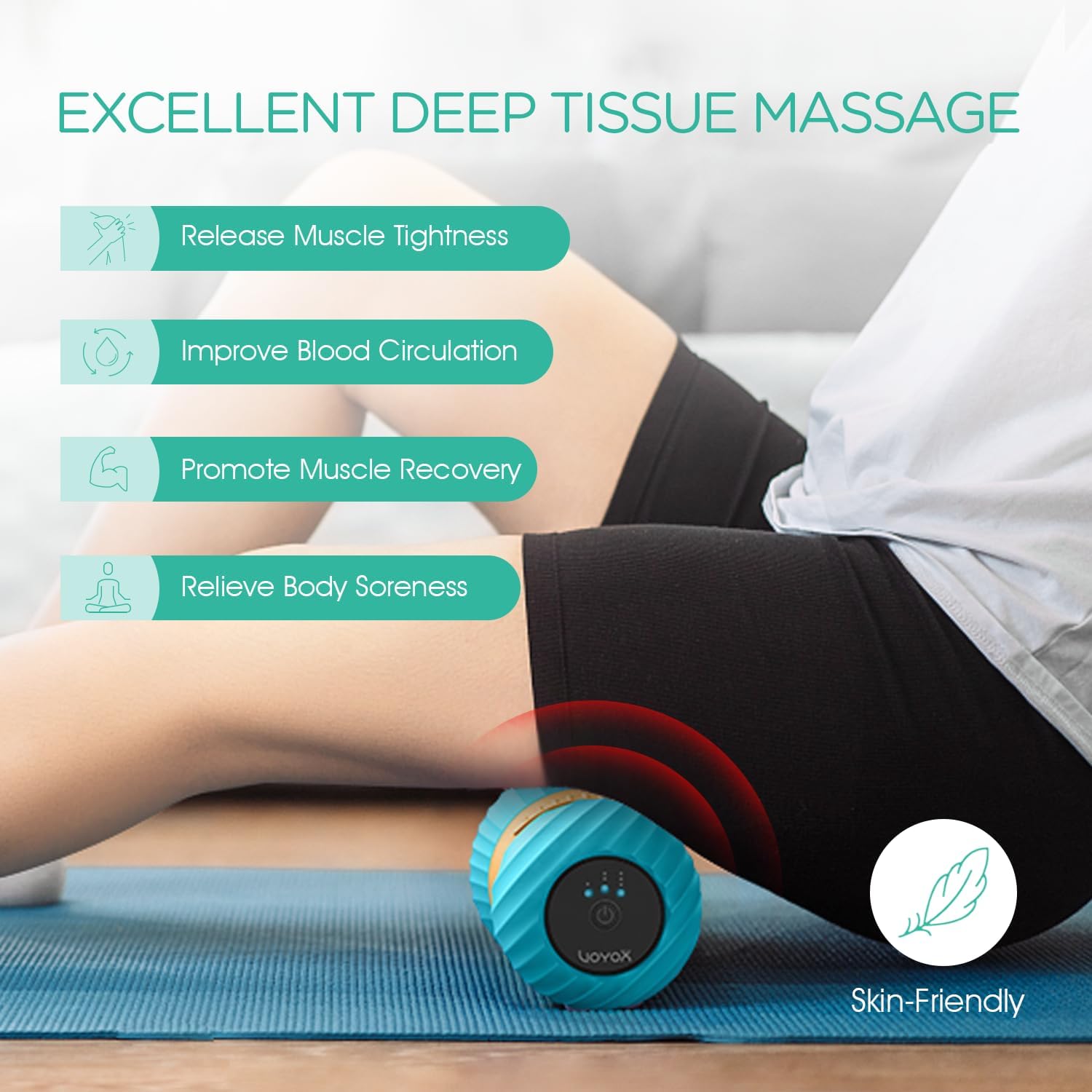 Vibrating Peanut Massage Ball Roller, Electric Double Lacrosse Massage Ball with 4 Intensities for Muscle Pain Relief, Rechargeable Deep Tissue Massage, Yoga Sports Fitness MB300 (Blue)