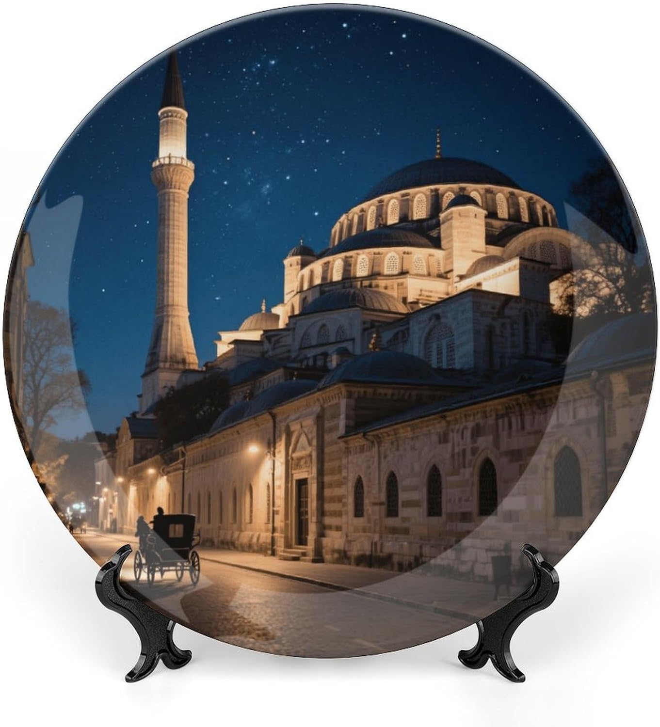 Bone China Decorative Plates Hagia Sophia Ceramic Decorative Plate Wall Decor with Display Stand Ceramic Ornaments for Wall Hanging Decoration